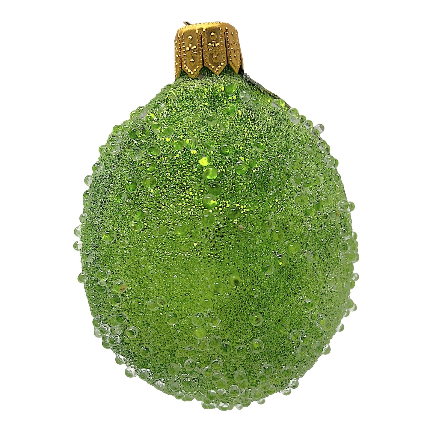 Pinnacle Peak Trading Green Beaded Lime Food Polish Glass Christmas Tree Ornament