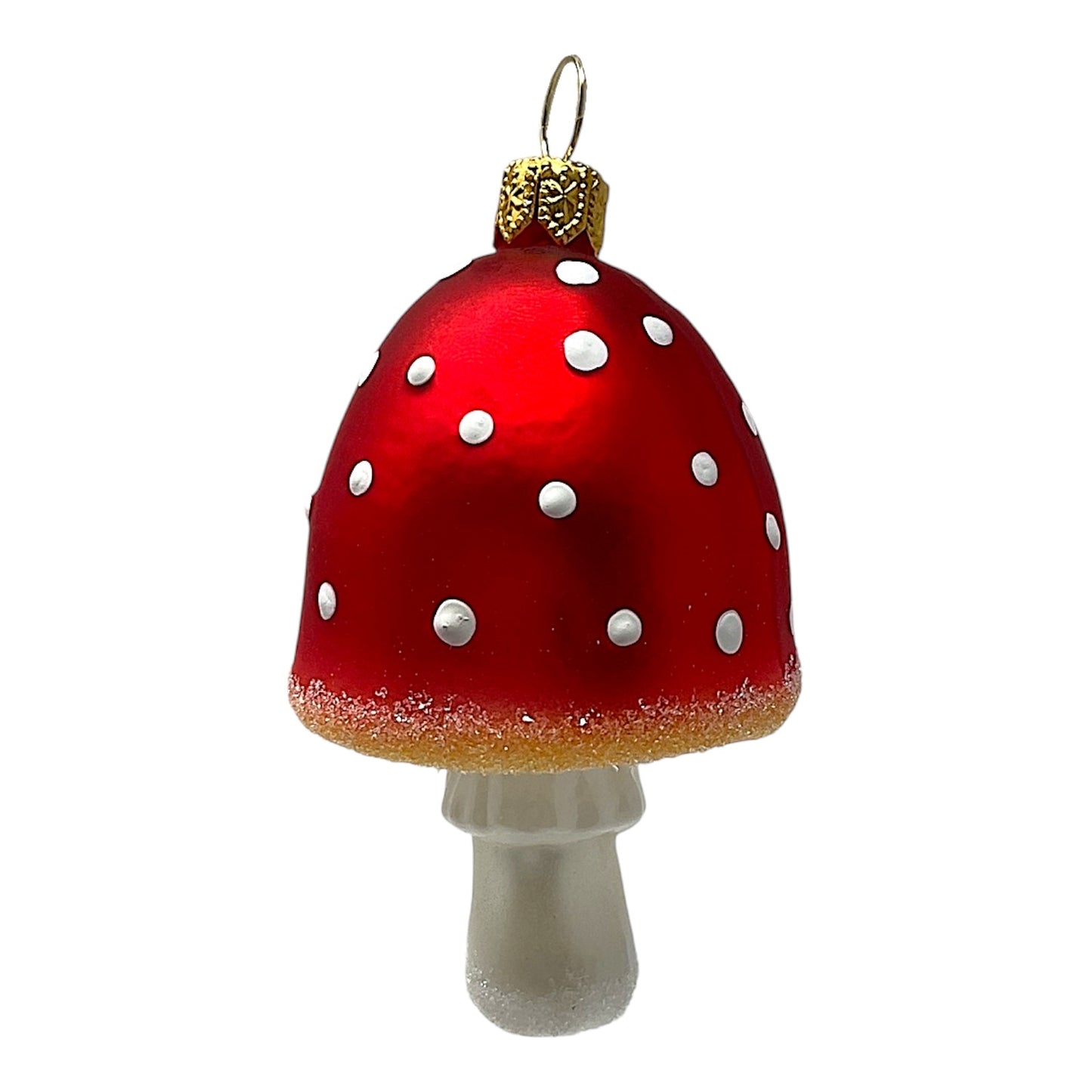 Pinnacle Peak Trading Red Top Toadstool Mushroom Polish Glass Christmas Tree Ornament Set of 2