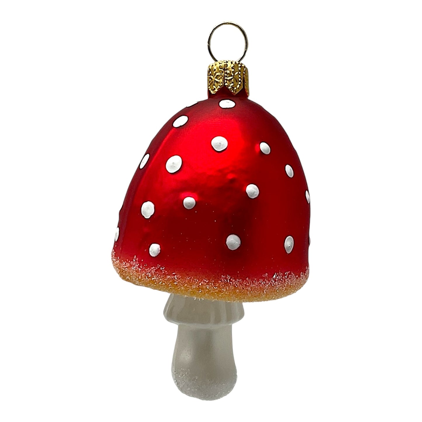 Pinnacle Peak Trading Red Top Toadstool Mushroom Polish Glass Christmas Tree Ornament Set of 2