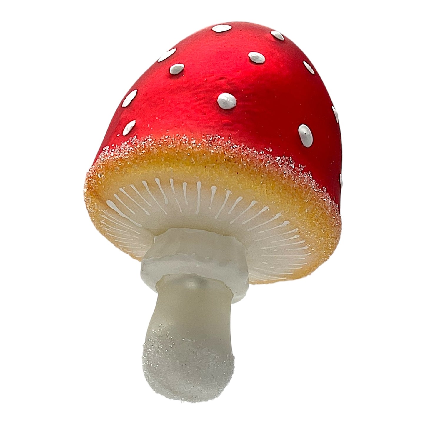 Pinnacle Peak Trading Red Top Toadstool Mushroom Polish Glass Christmas Tree Ornament Set of 2