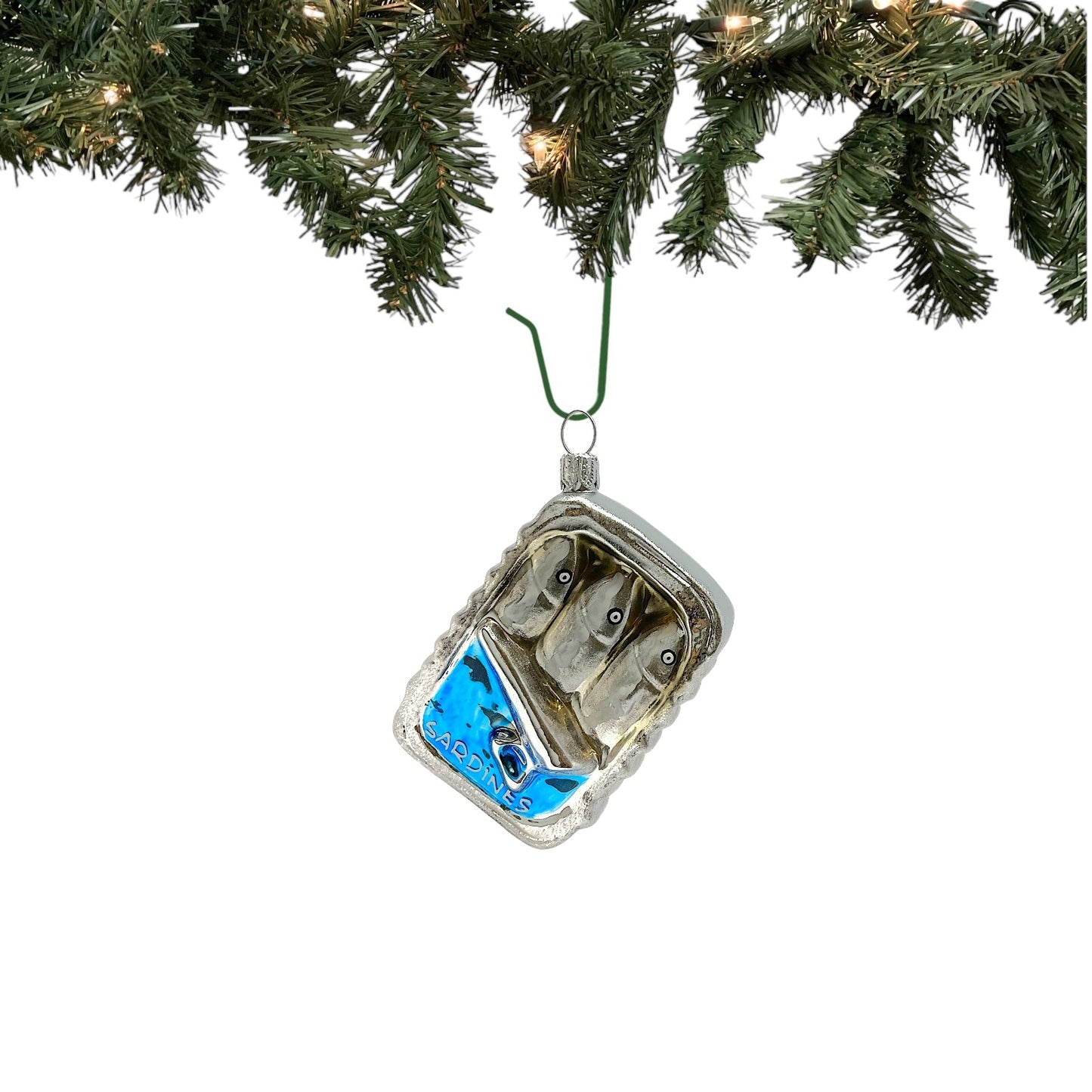 Pinnacle Peak Trading Canned Sardines Food Polish Glass Christmas Tree Ornament Set of 2
