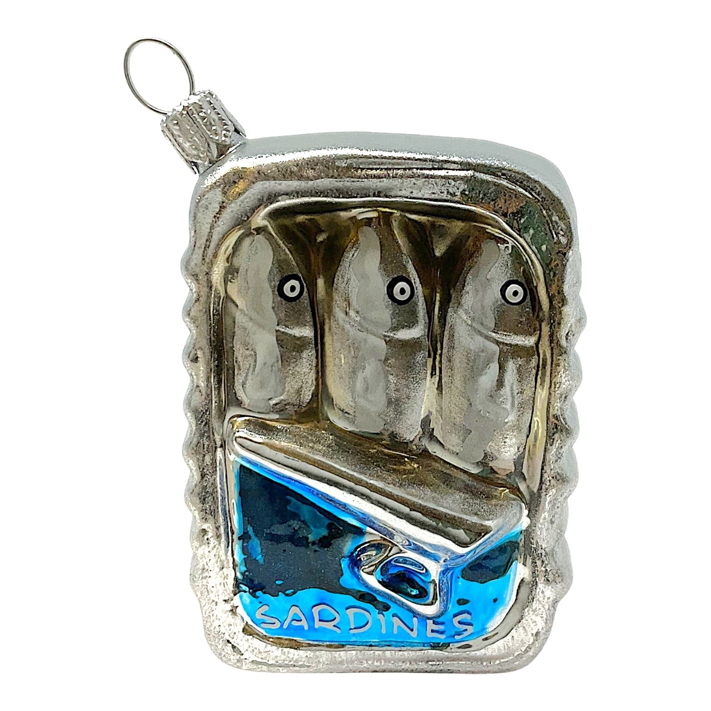 Pinnacle Peak Trading Canned Sardines Food Polish Glass Christmas Tree Ornament Set of 2