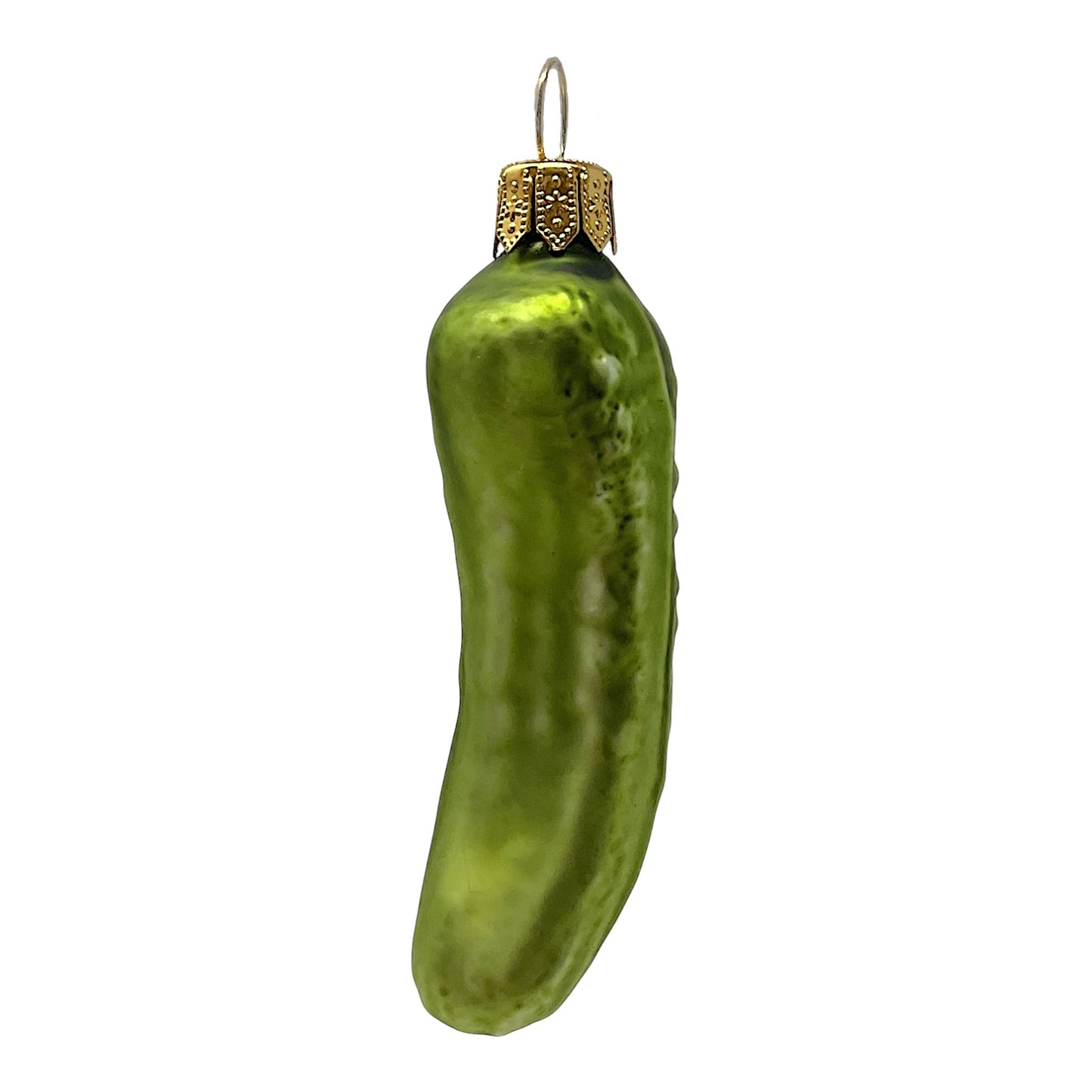Pinnacle Peak Trading Green Pickle Food Polish Glass Christmas Tree Ornament Set of 2