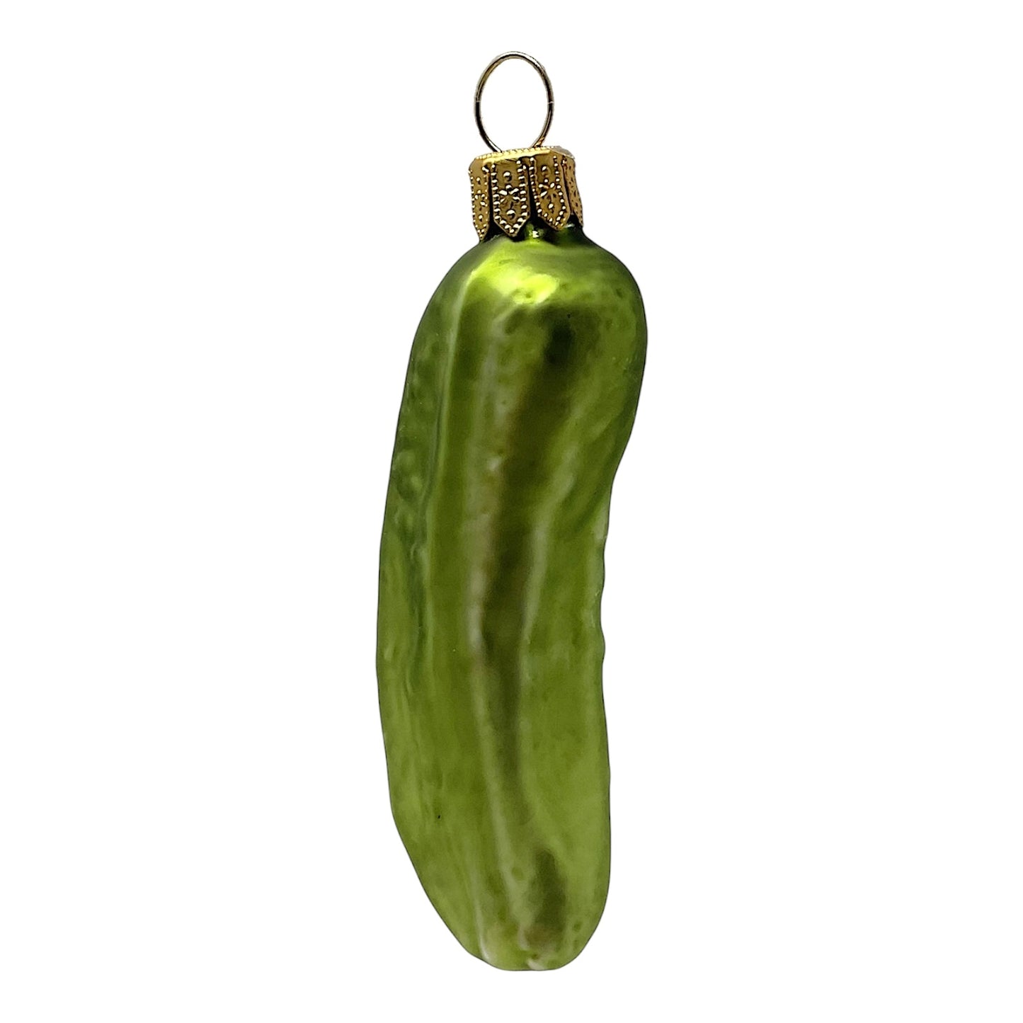 Pinnacle Peak Trading Green Pickle Food Polish Glass Christmas Tree Ornament Set of 2