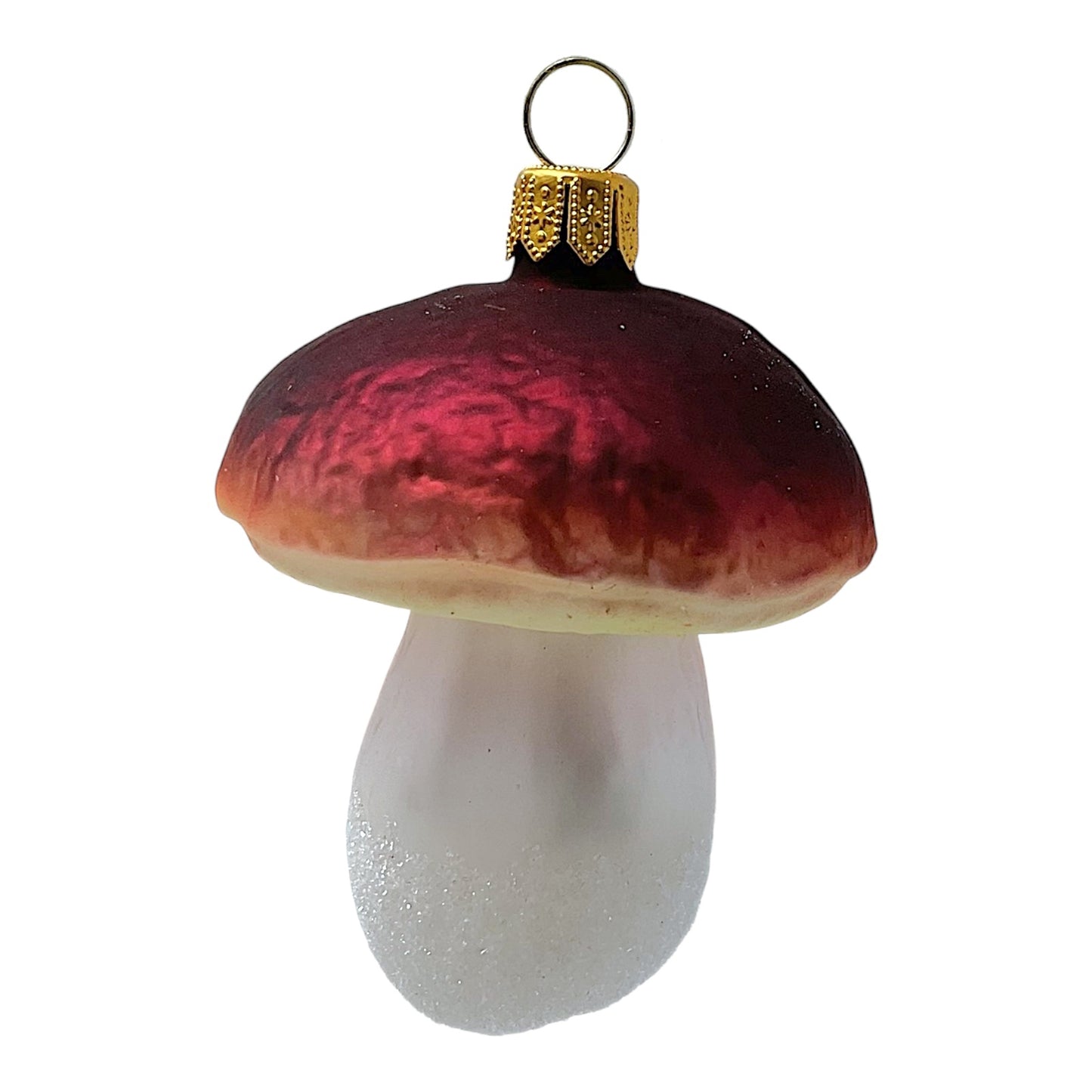Pinnacle Peak Trading Brown Mushroom Polish Glass Christmas Tree Ornament Set of 2