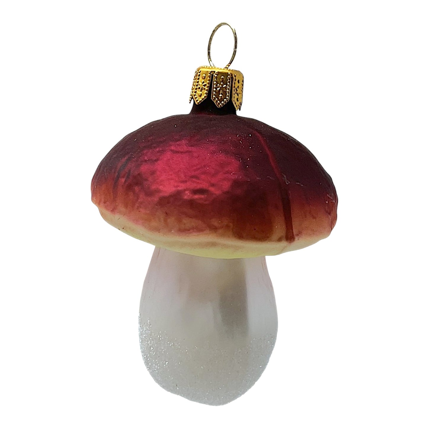 Pinnacle Peak Trading Brown Mushroom Polish Glass Christmas Tree Ornament Set of 2