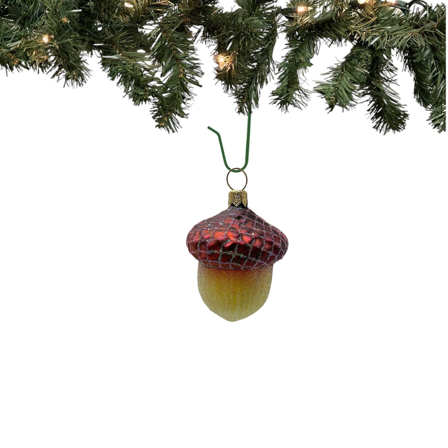 Pinnacle Peak Trading Glittery Acorn Polish Glass Christmas Tree Ornament Set of 2