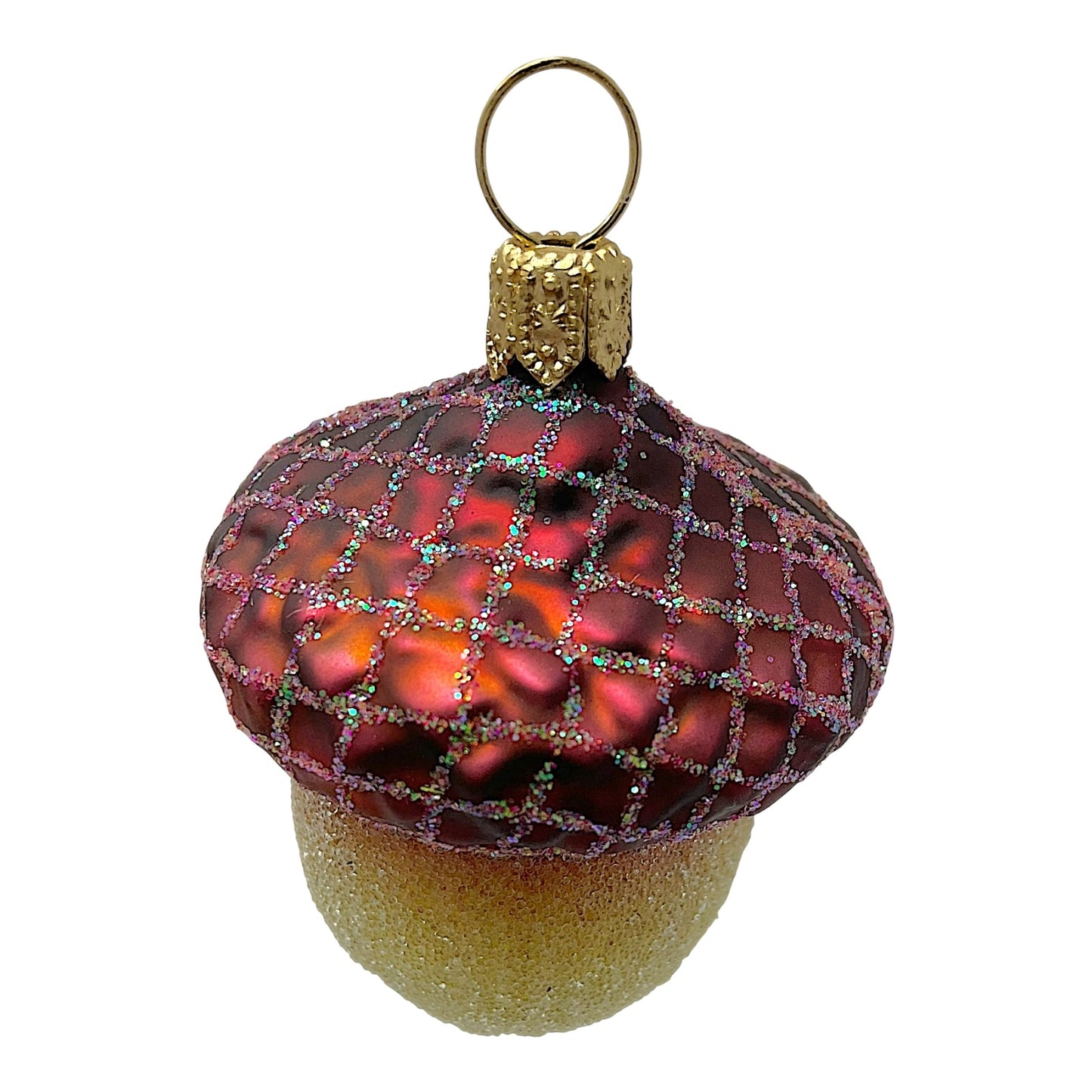 Pinnacle Peak Trading Glittery Acorn Polish Glass Christmas Tree Ornament Set of 2