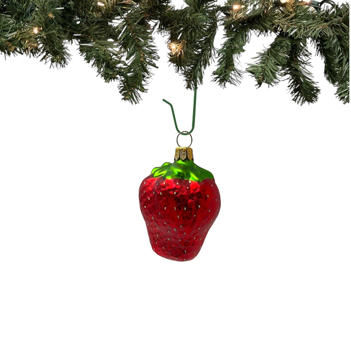 Pinnacle Peak Trading Strawberry Polish Glass Christmas Tree Ornaments Set of 2