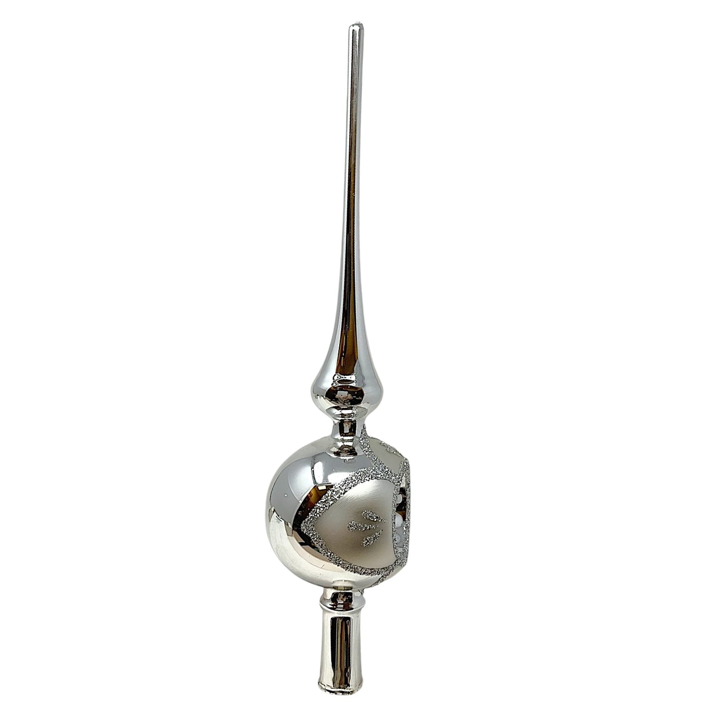 Pinnacle Peak Trading Silver Reflector German Glass Christmas Tree Topper 10.5 inch