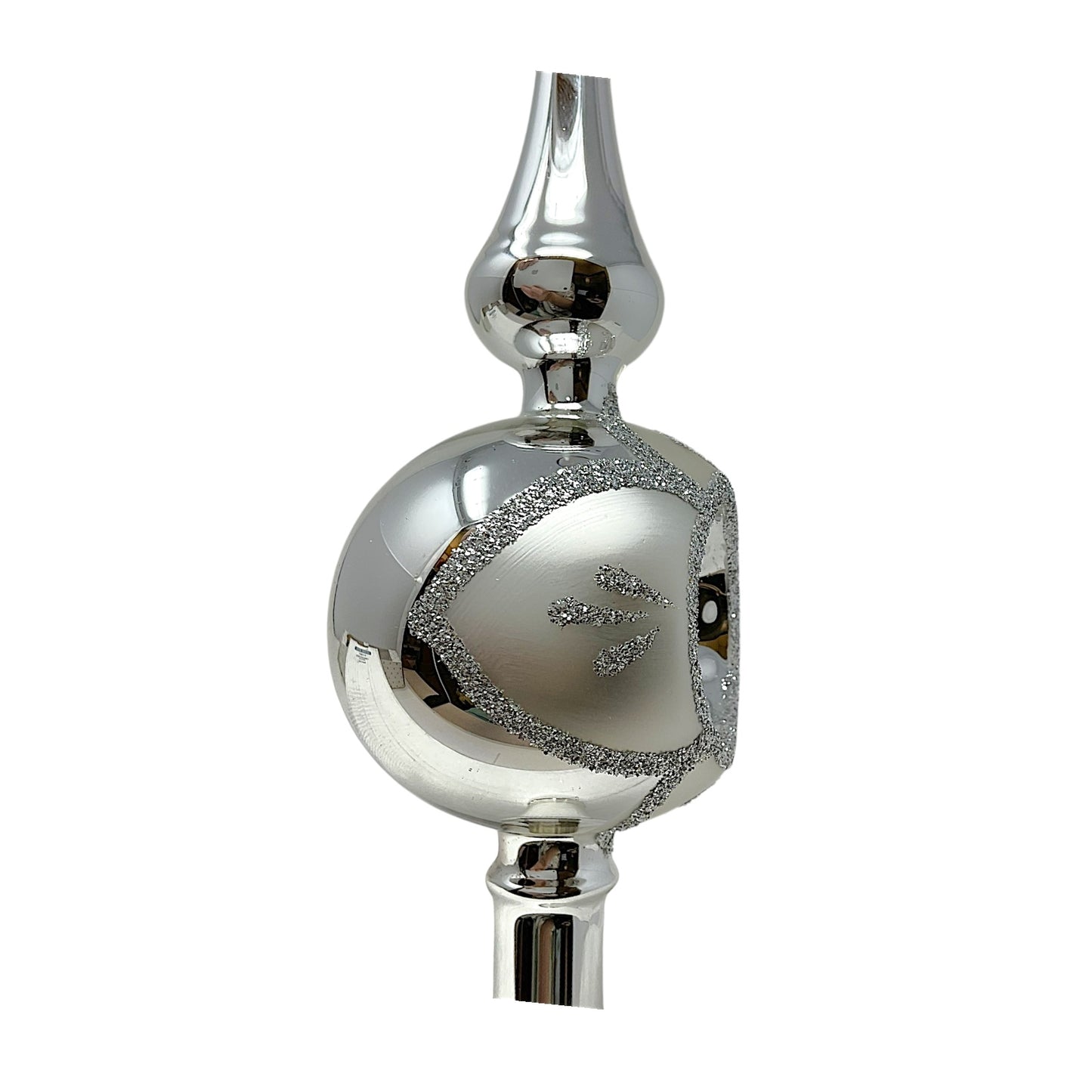 Pinnacle Peak Trading Silver Reflector German Glass Christmas Tree Topper 10.5 inch