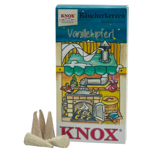 Knox Christmas Bakery Vanilla Crescent Cookie German Incense Cones Made in Germany Pack of 24 Cones
