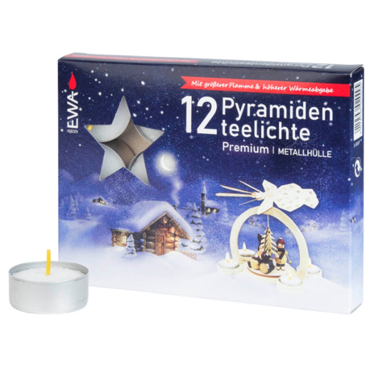 White German Wax Christmas Pyramid Candle Tealights Set of 12 Candles