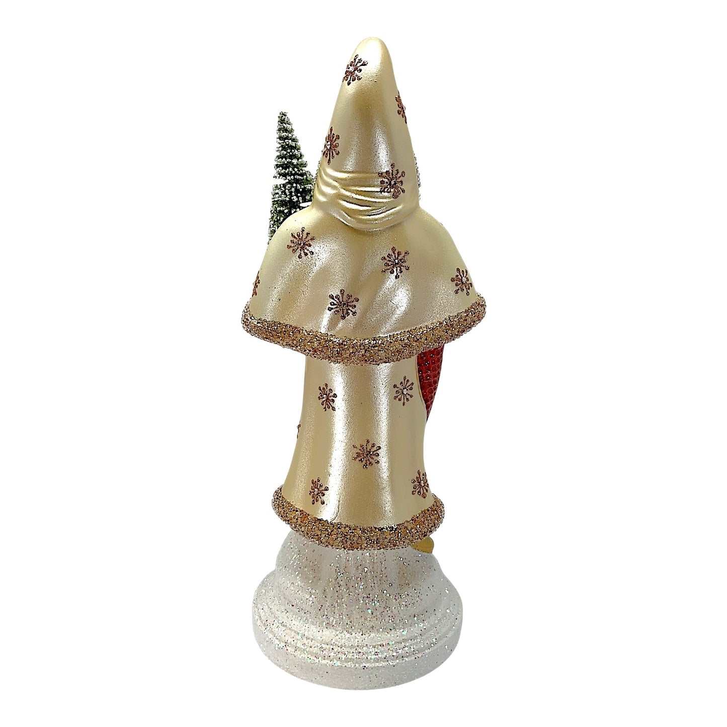 Pinnacle Peak Trading Ino Schaller Champagne Coat Santa with Bag of Toys and Tree German Paper Mache