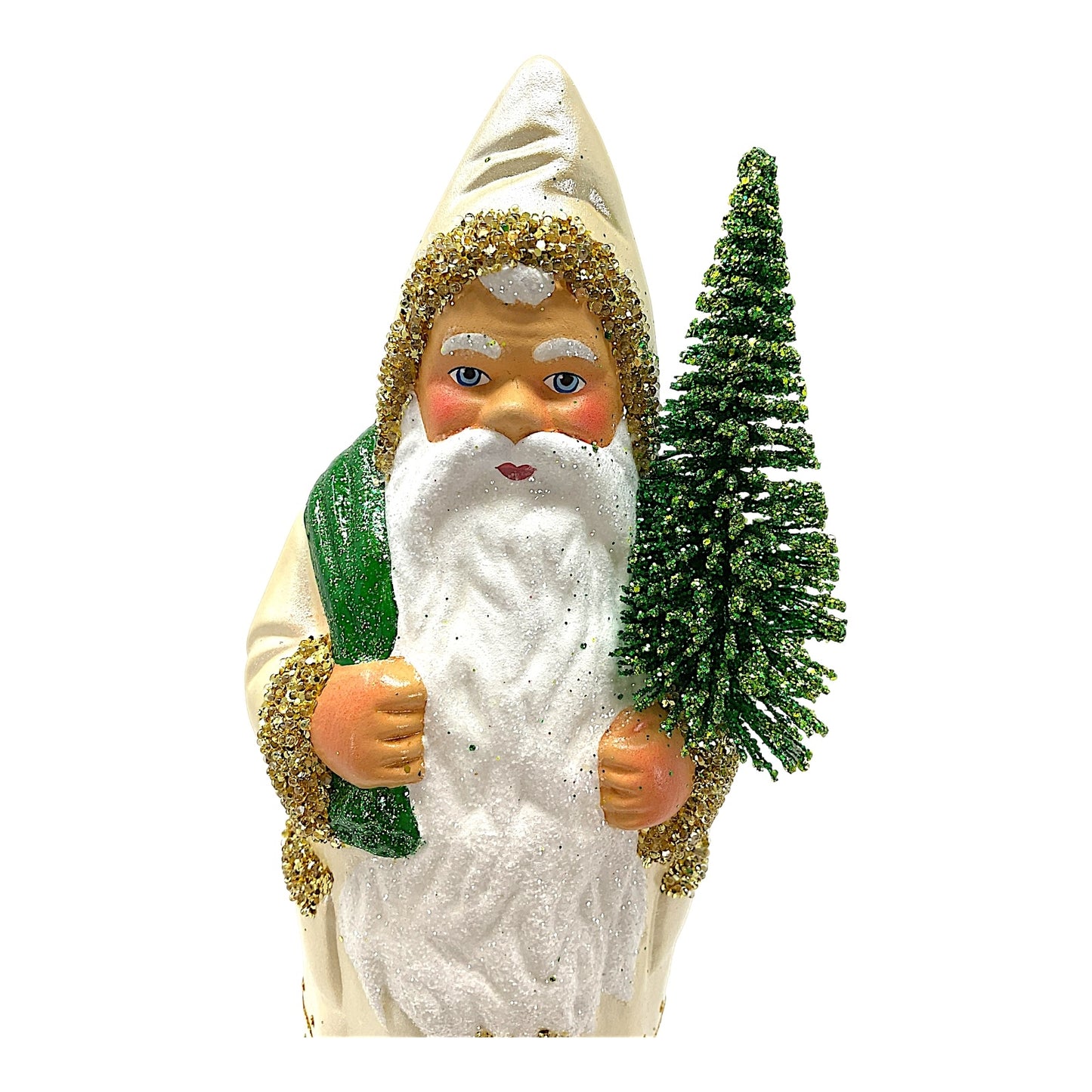 Pinnacle Peak Trading Ino Schaller Champagne Santa with Tree Scene Coat German Paper Mache