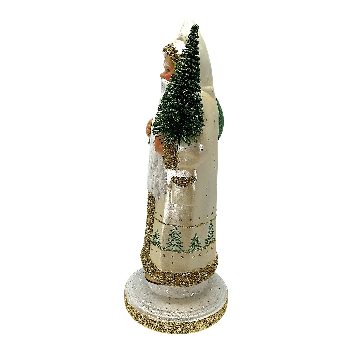 Pinnacle Peak Trading Ino Schaller Champagne Santa with Tree Scene Coat German Paper Mache