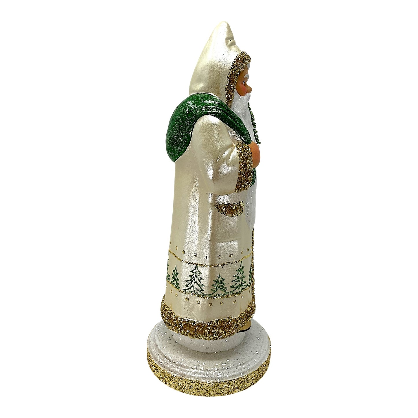 Pinnacle Peak Trading Ino Schaller Champagne Santa with Tree Scene Coat German Paper Mache