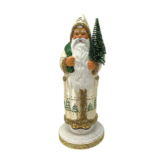 Pinnacle Peak Trading Ino Schaller Champagne Santa with Tree Scene Coat German Paper Mache