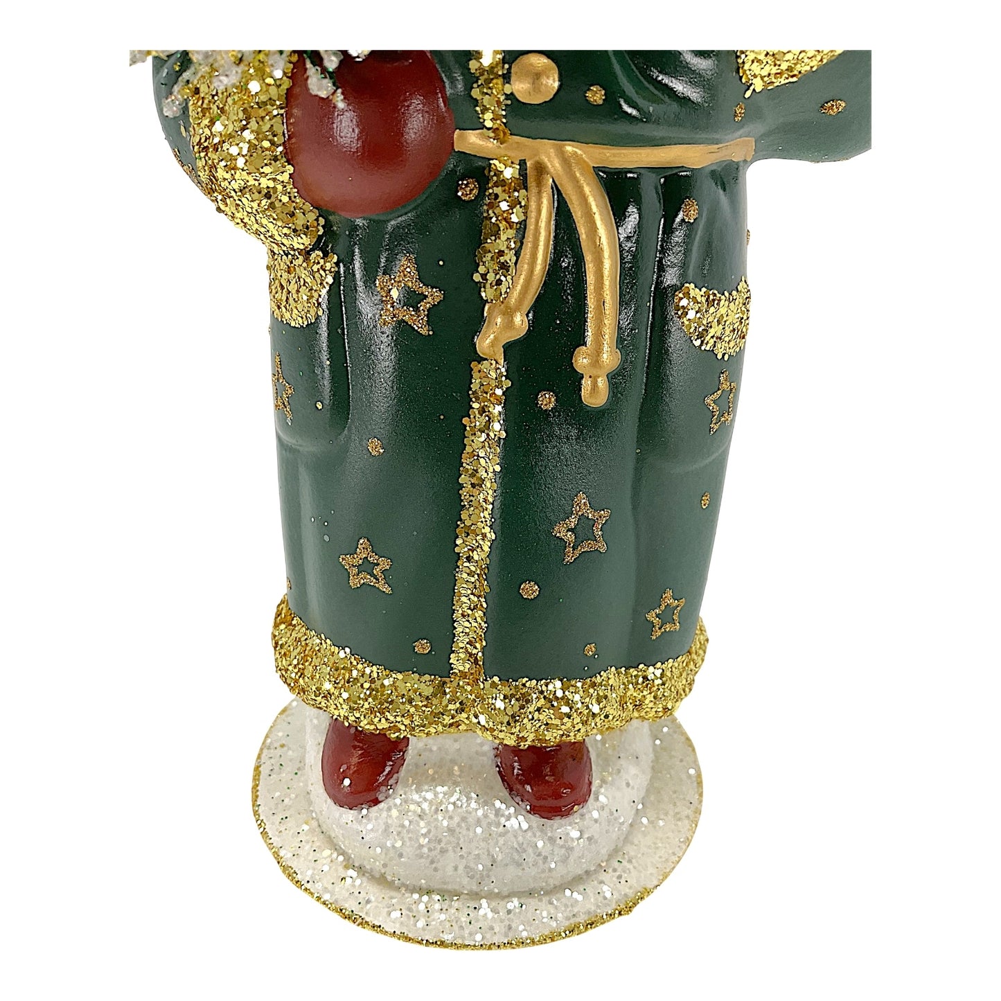 Pinnacle Peak Trading Ino Schaller Forest Green Santa with Gold Stars German Paper Mache