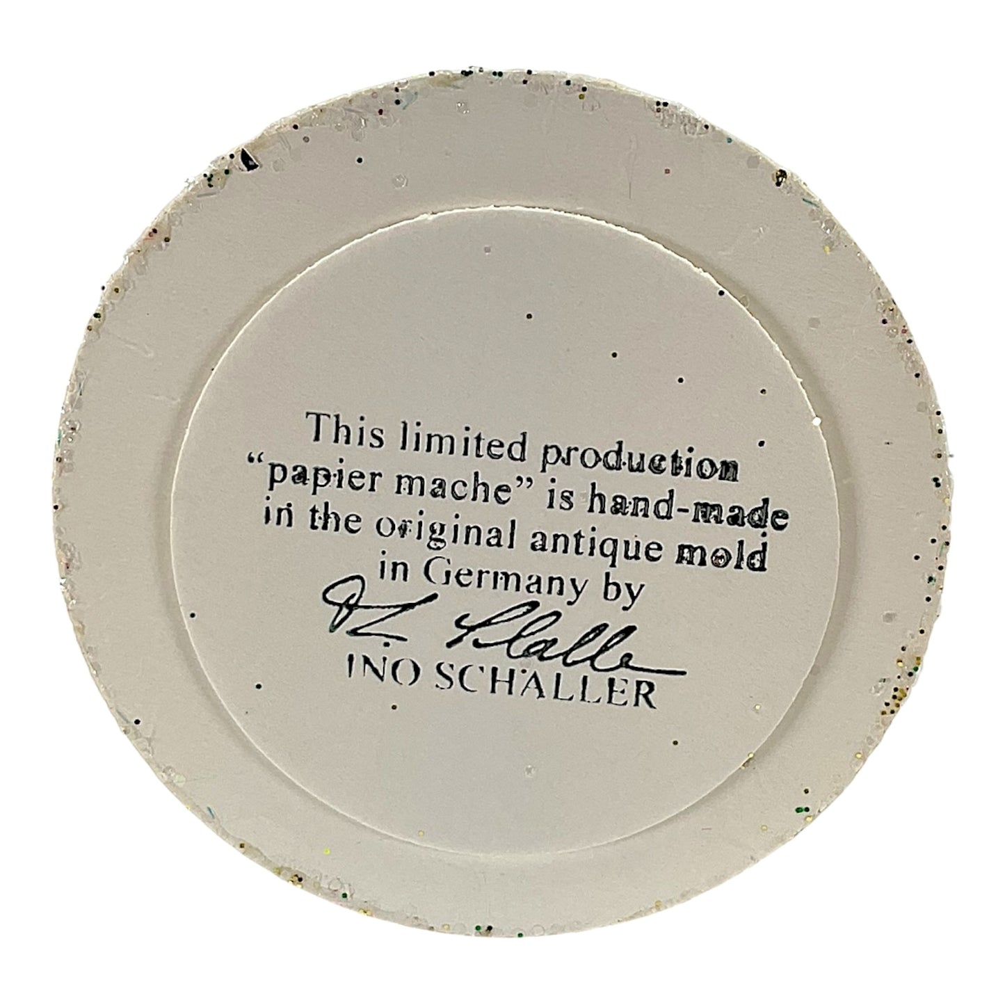 Pinnacle Peak Trading Ino Schaller White Beaded Santa with Glitter German Paper Mache