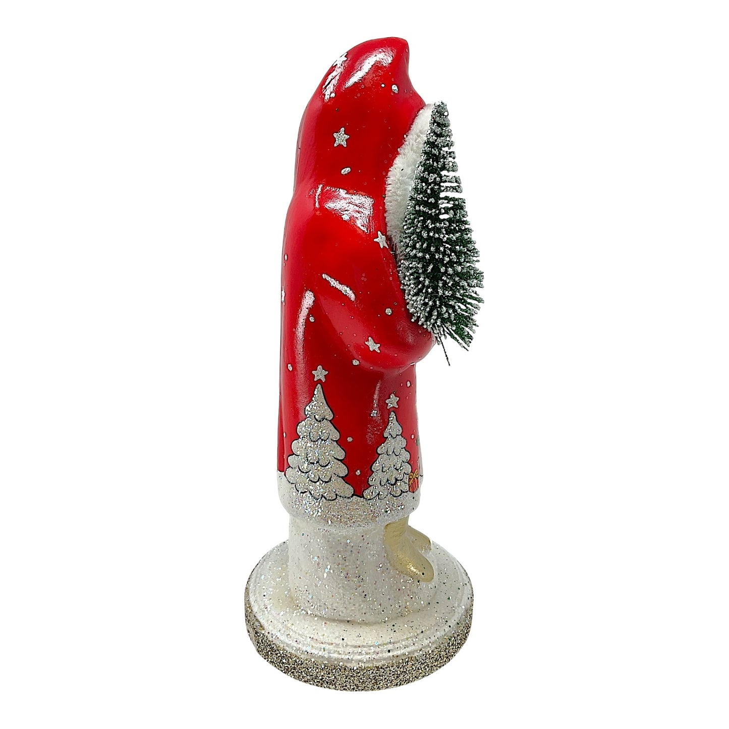 Pinnacle Peak Trading Ino Schaller Red Santa with Snowman Scene German Paper Mache