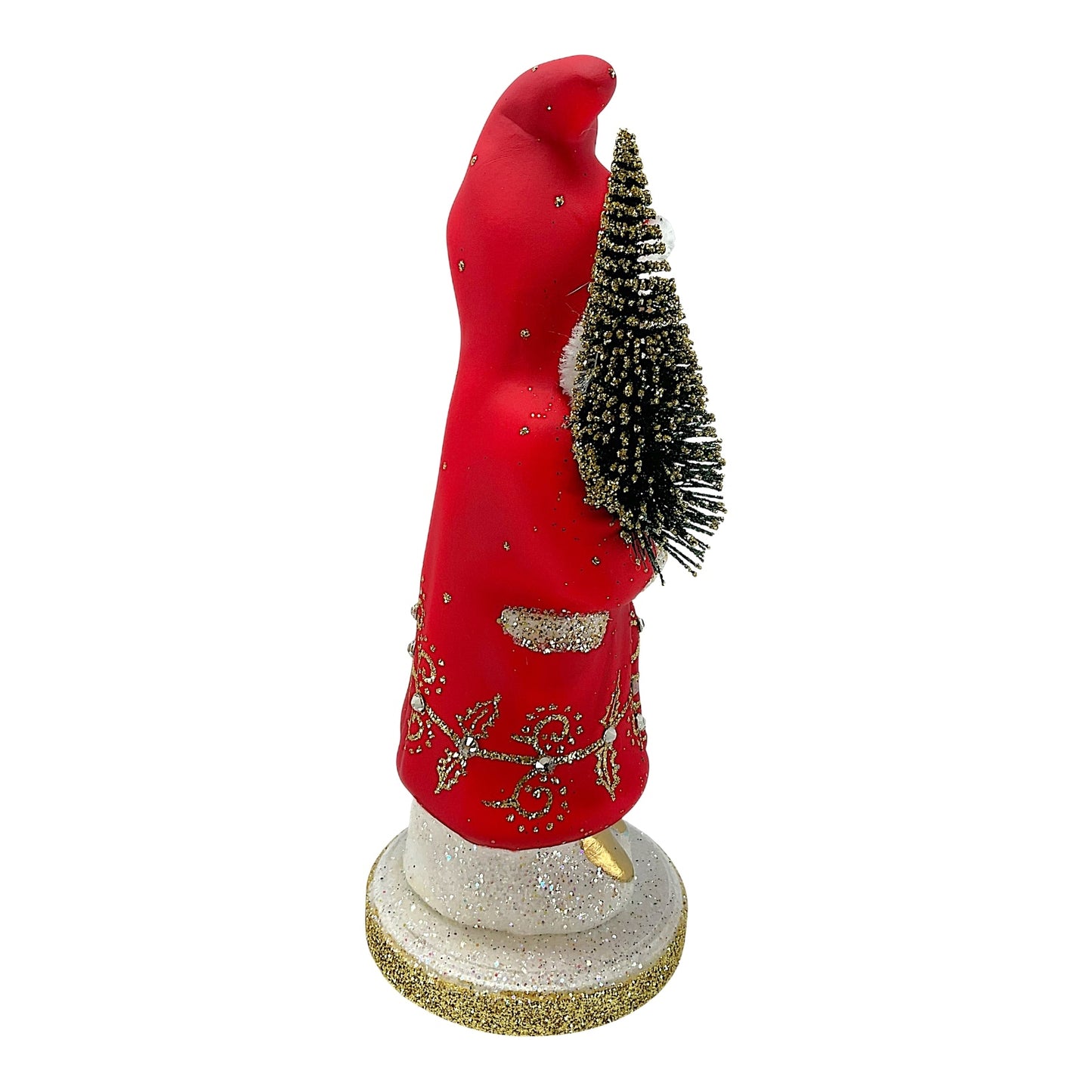 Pinnacle Peak Trading Ino Schaller Red Matte Santa Gold Leaf Decor German Paper Mache