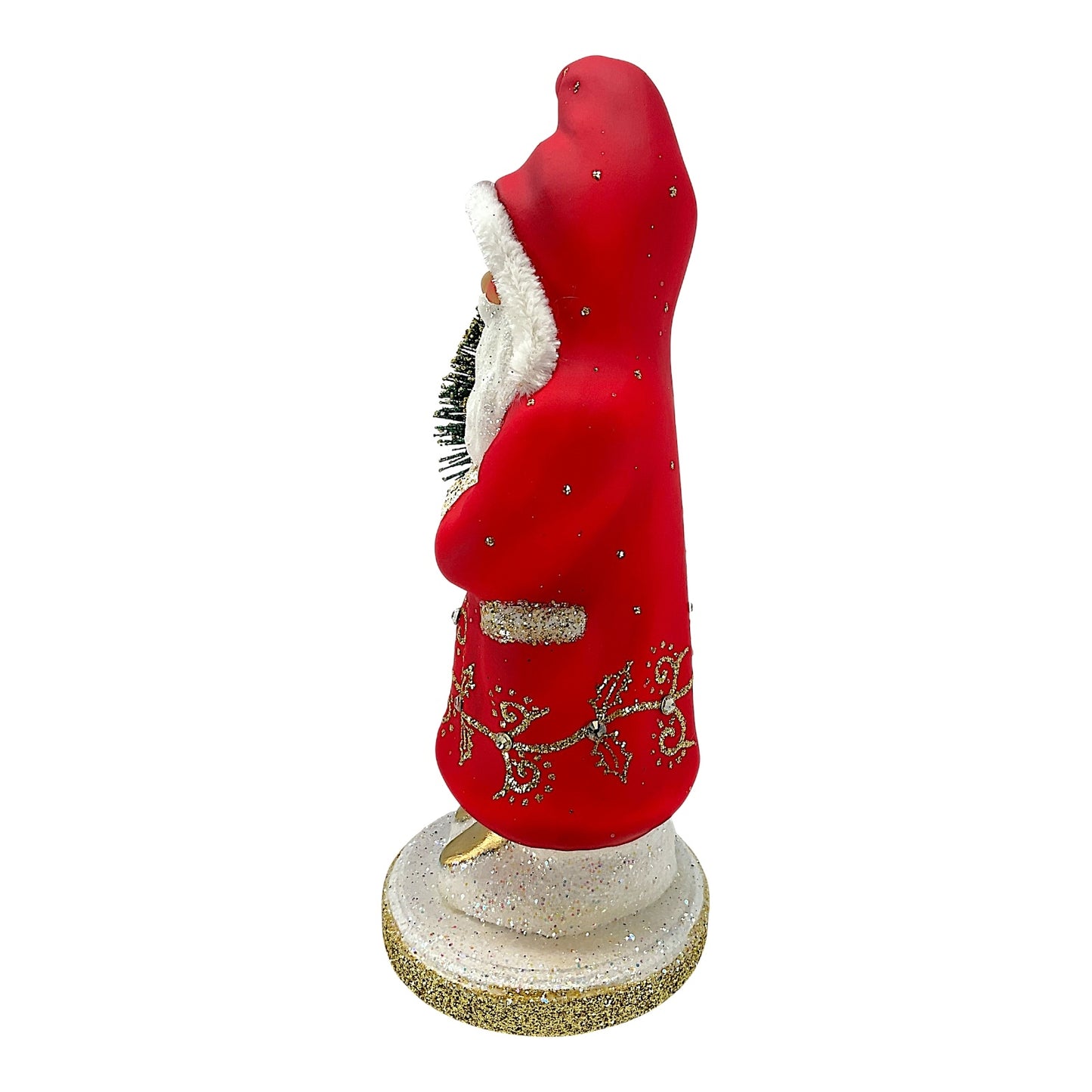 Pinnacle Peak Trading Ino Schaller Red Matte Santa Gold Leaf Decor German Paper Mache