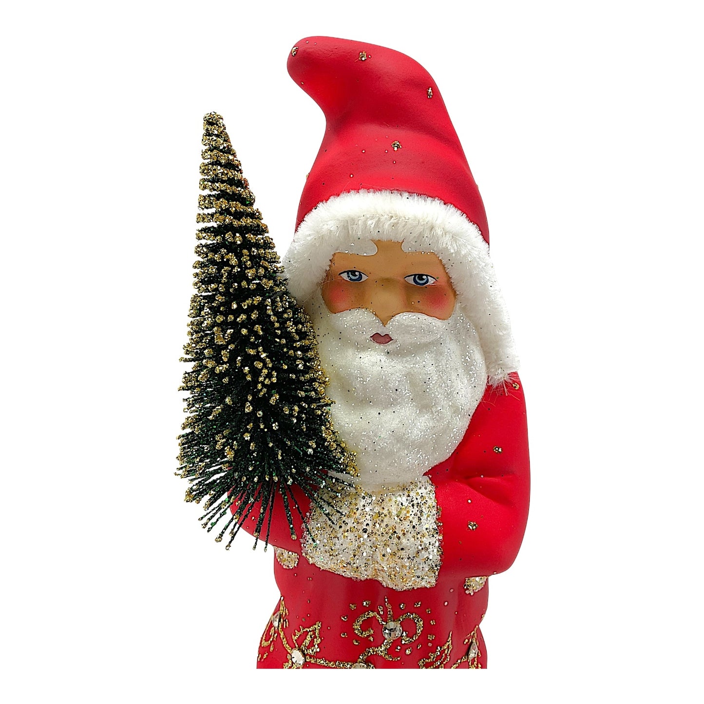 Pinnacle Peak Trading Ino Schaller Red Matte Santa Gold Leaf Decor German Paper Mache