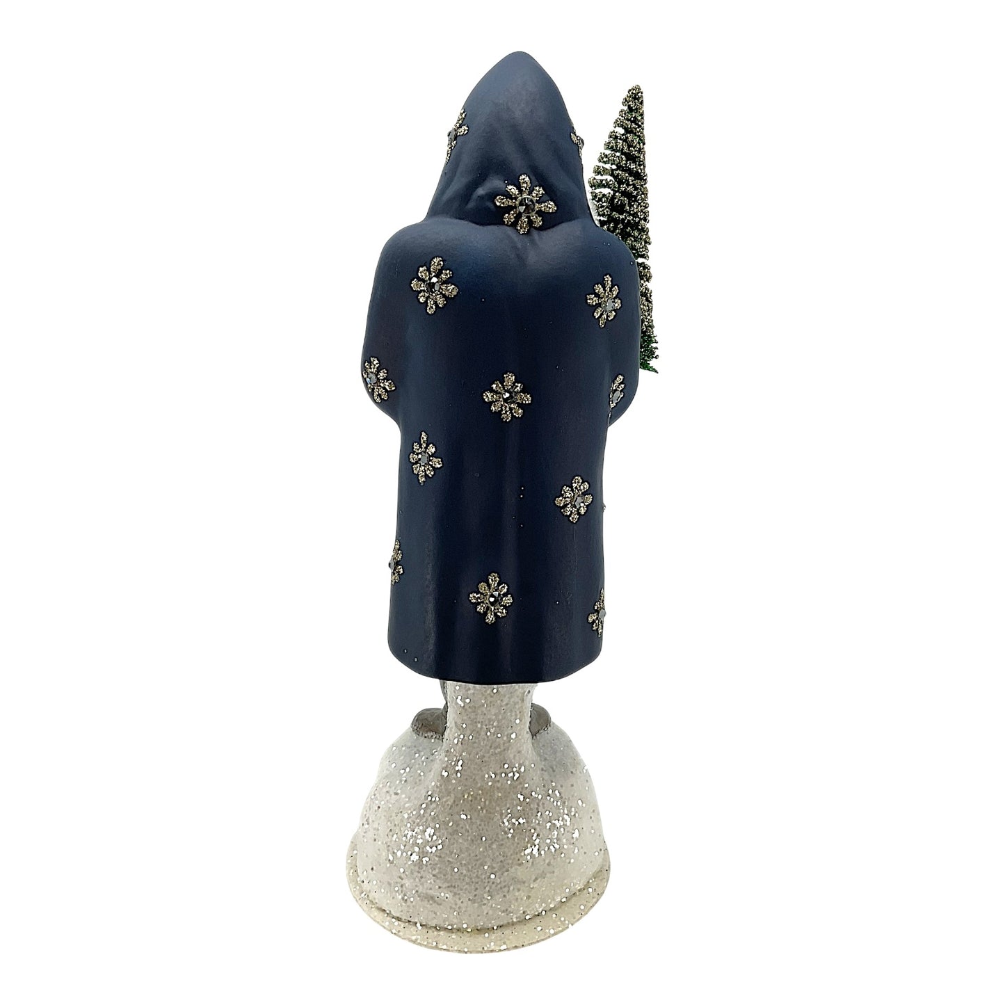 Pinnacle Peak Trading Ino Schaller Navy Blue Santa with Snowflakes German Paper Mache