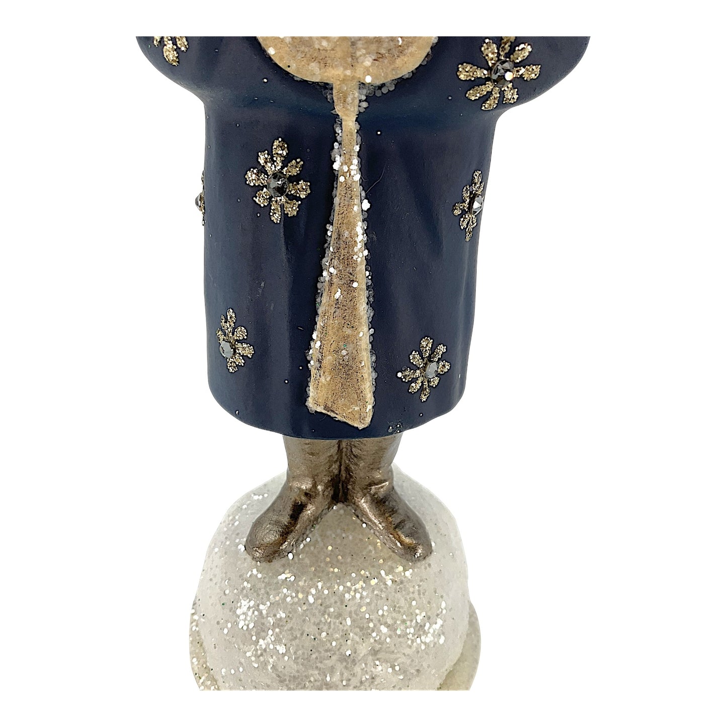 Pinnacle Peak Trading Ino Schaller Navy Blue Santa with Snowflakes German Paper Mache