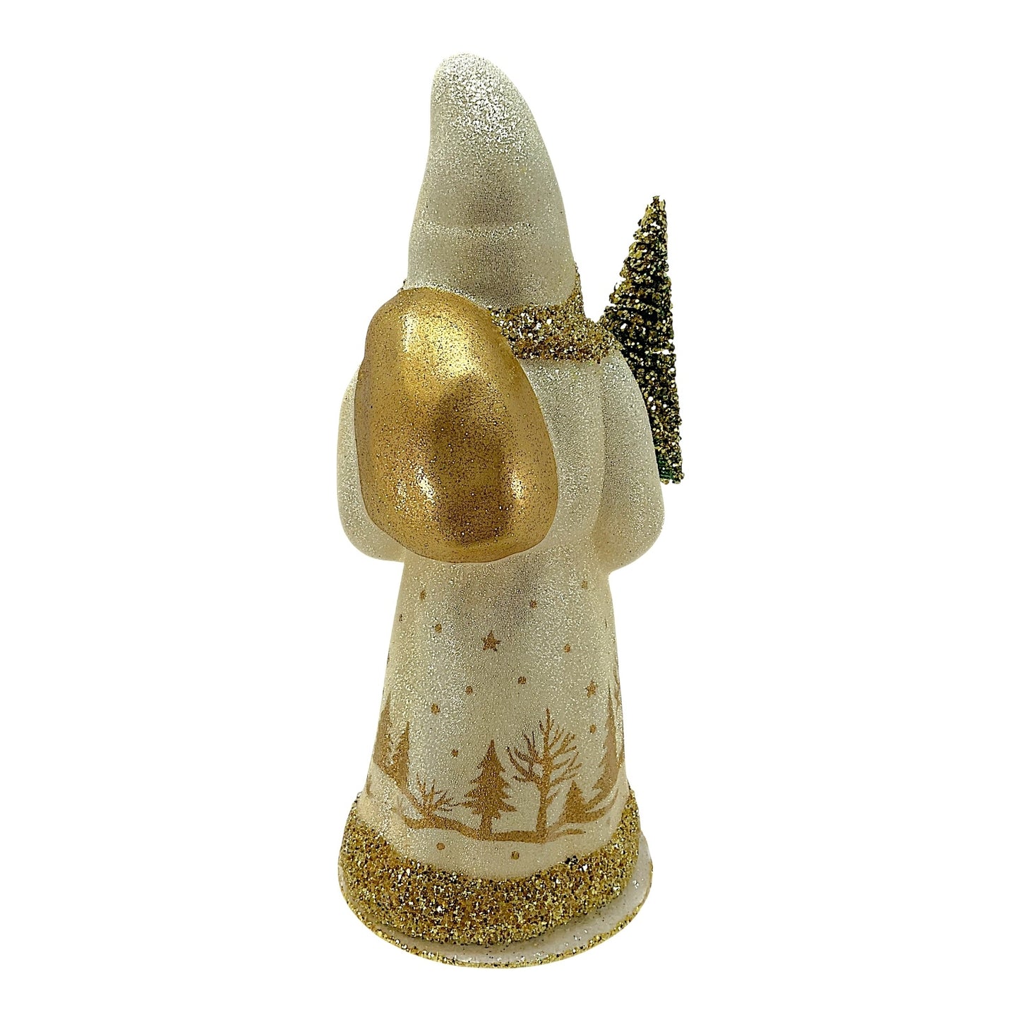 Pinnacle Peak Trading Ino Schaller Cream Santa with Gold Winter Village Scene German Paper Mache