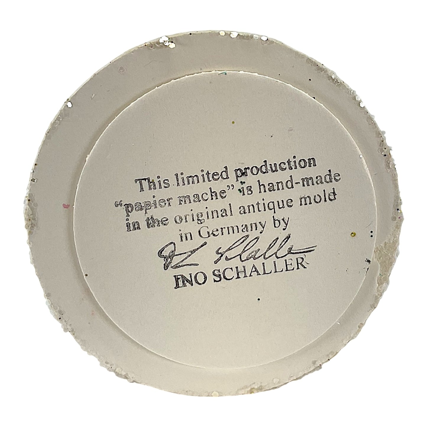 Pinnacle Peak Trading Ino Schaller Santa in White Pearlized Coat with Gold Tree German Paper Mache