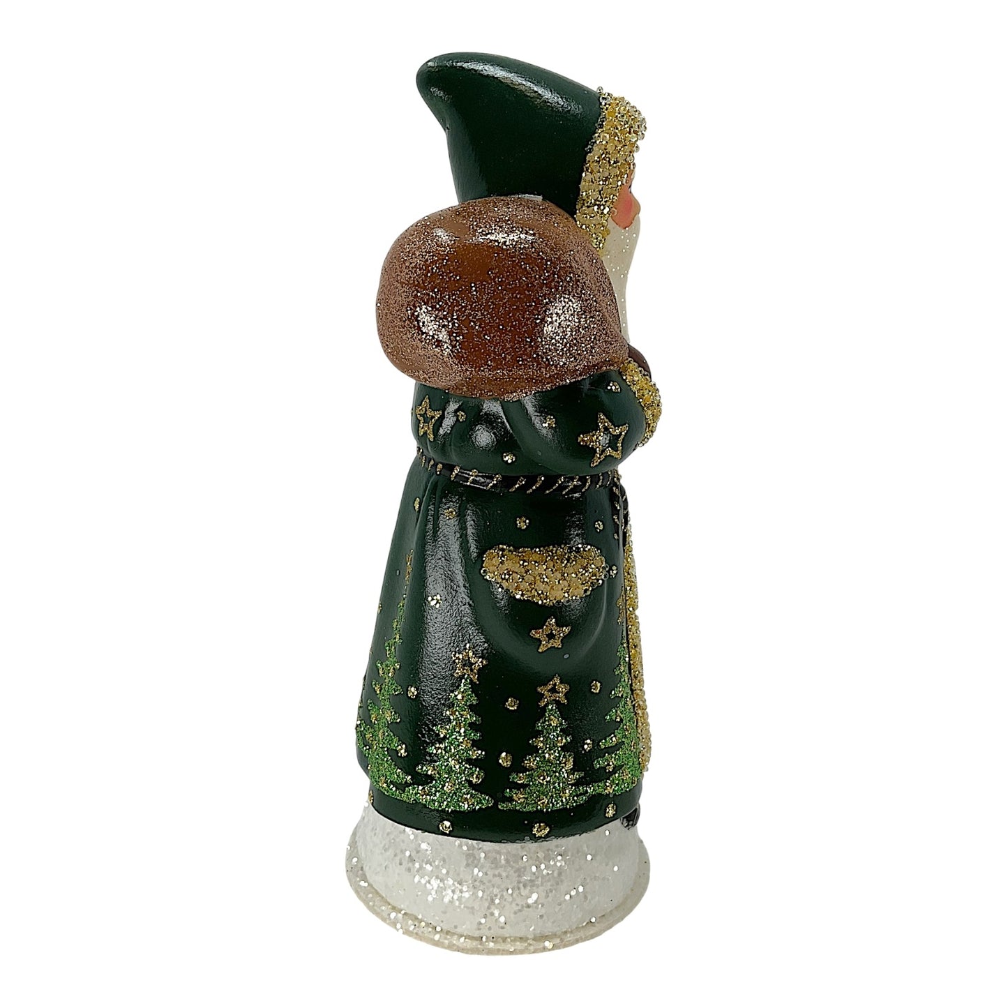 Pinnacle Peak Trading Ino Schaller Forest Green Santa with Christmas Tree Scene German Paper Mache