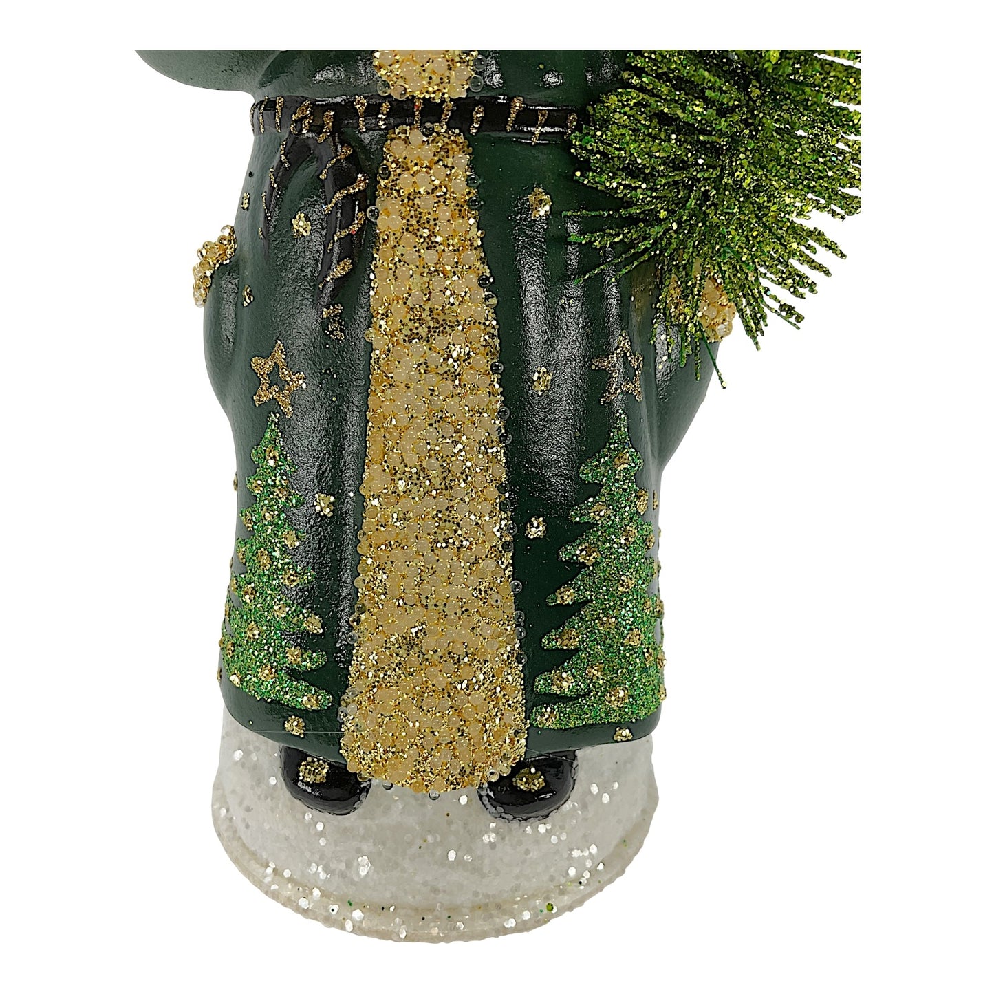 Pinnacle Peak Trading Ino Schaller Forest Green Santa with Christmas Tree Scene German Paper Mache