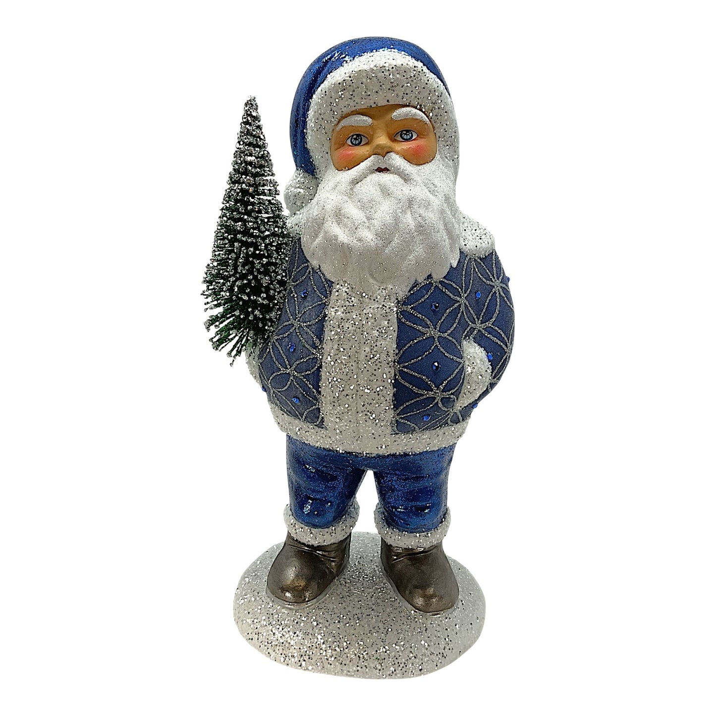Pinnacle Peak Trading Ino Schaller Blue Chubby Santa Claus German Paper Mache
