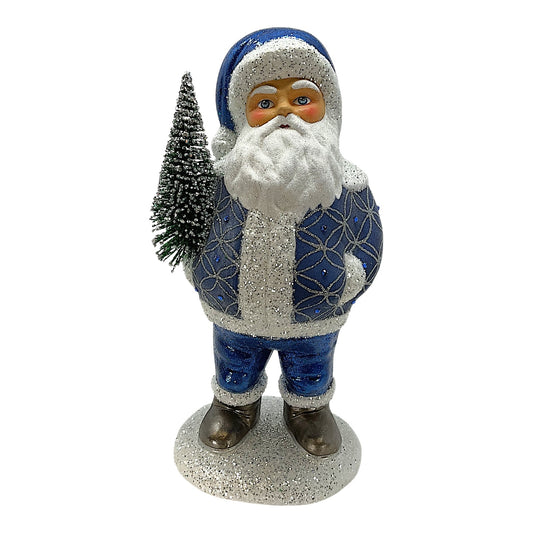 Pinnacle Peak Trading Ino Schaller Blue Chubby Santa Claus German Paper Mache