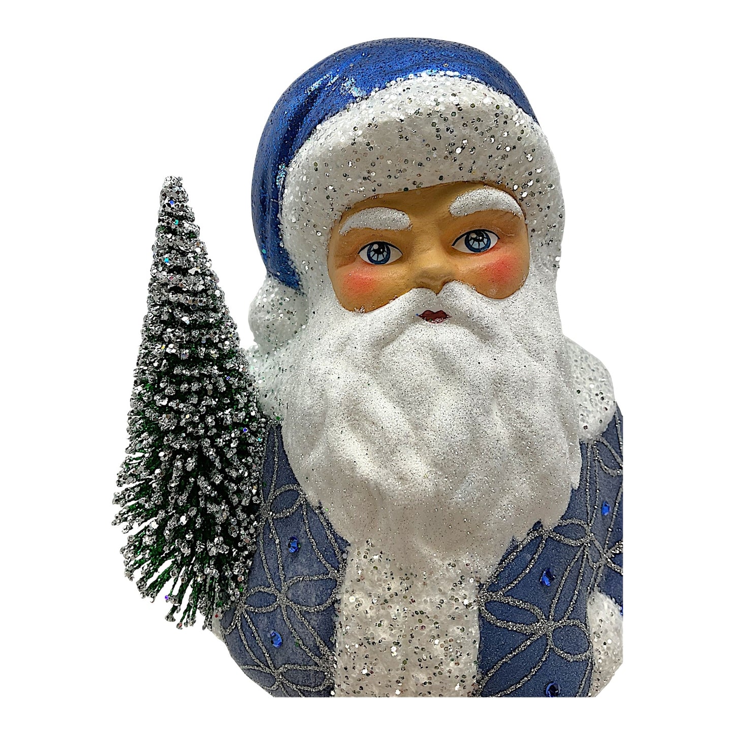 Pinnacle Peak Trading Ino Schaller Blue Chubby Santa Claus German Paper Mache