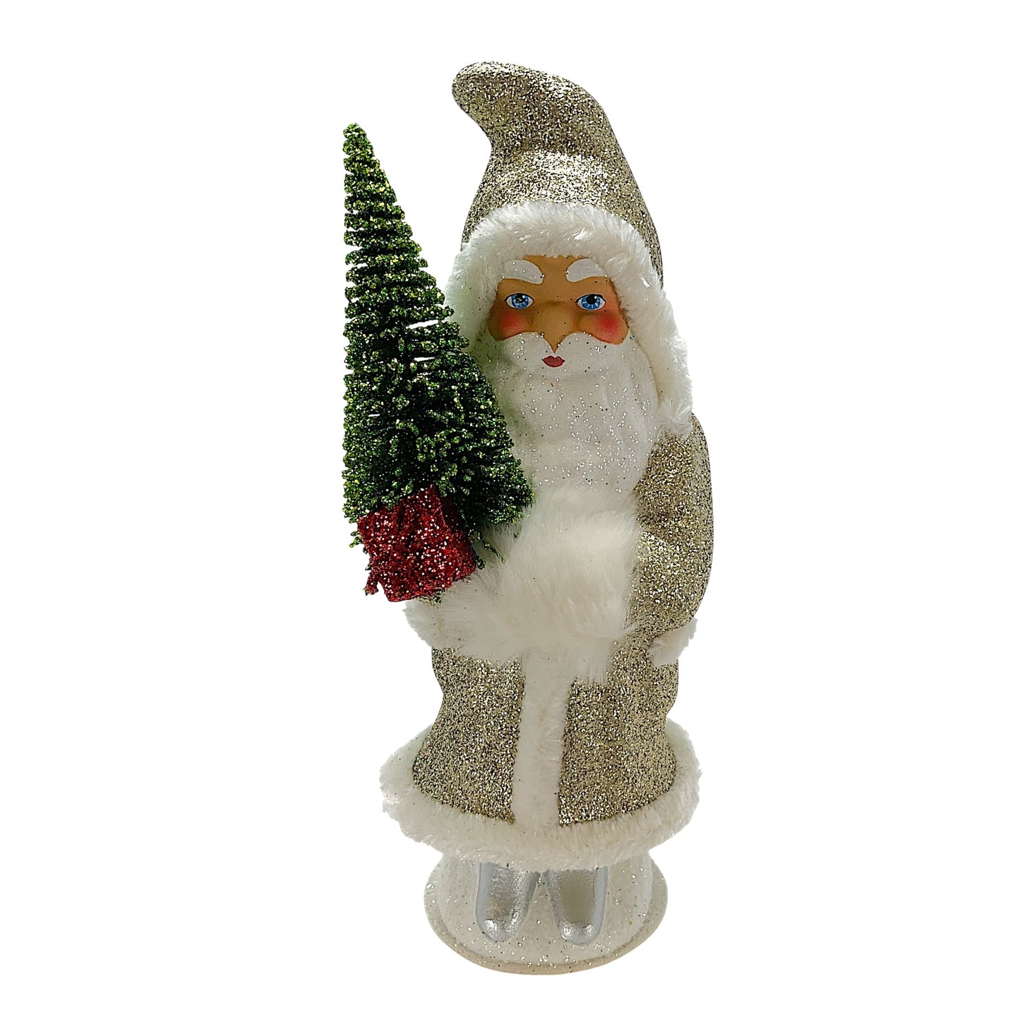 Pinnacle Peak Trading Ino Schaller Gold Glitter Coat Santa German Paper Mache