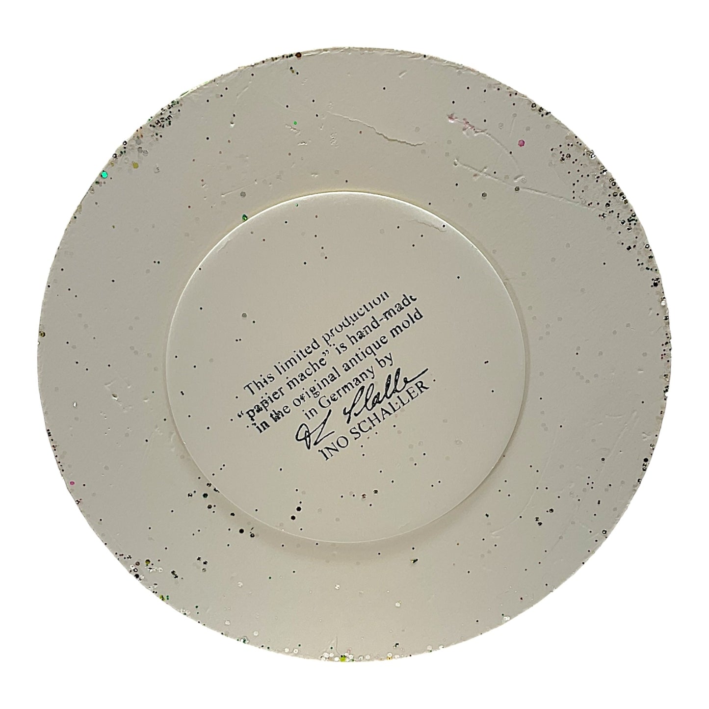 Pinnacle Peak Trading Ino Schaller Large Old Rose Pink Glitter Santa with Skates German Paper Mache 17.25 inch