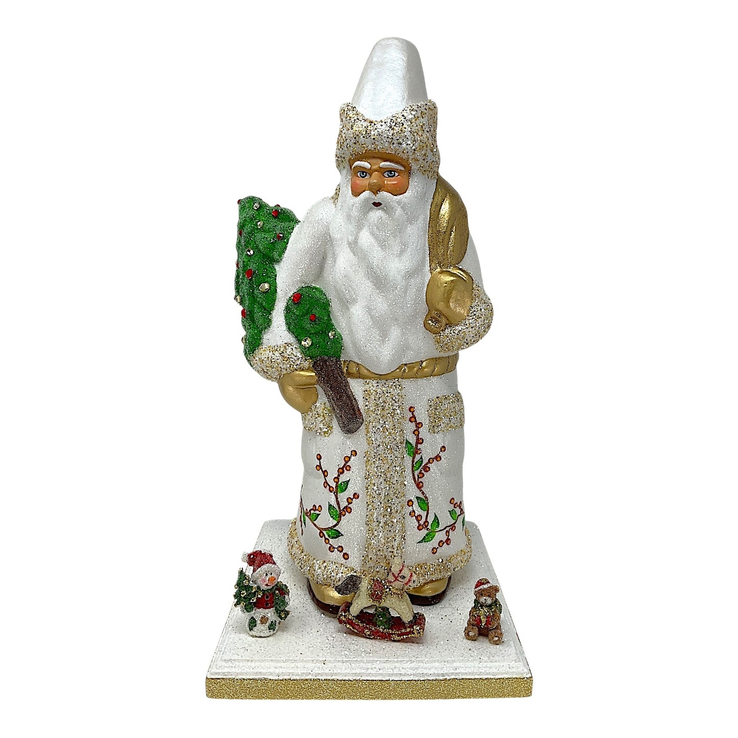 Pinnacle Peak Trading Ino Schaller Santa with Berry Decor on Base Paper Mache 14 inch
