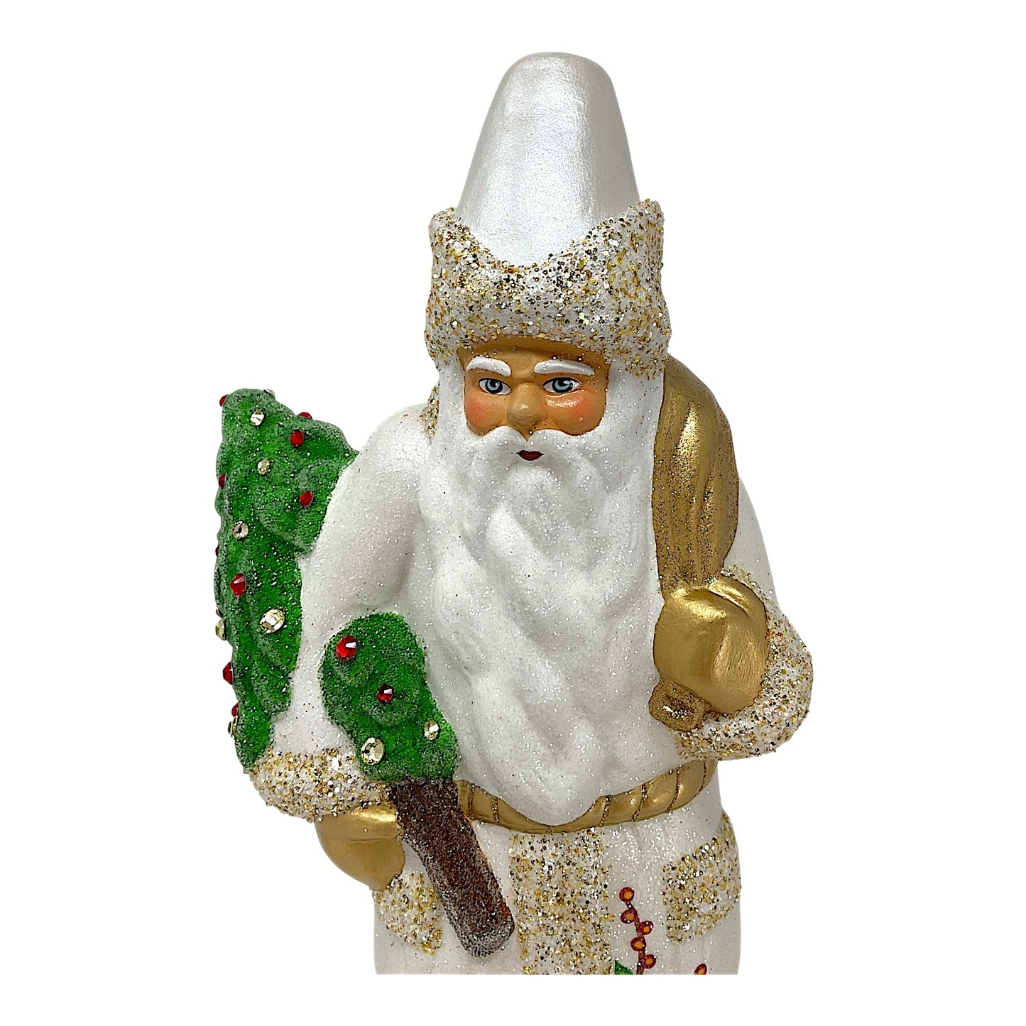 Pinnacle Peak Trading Ino Schaller Santa with Berry Decor on Base Paper Mache 14 inch