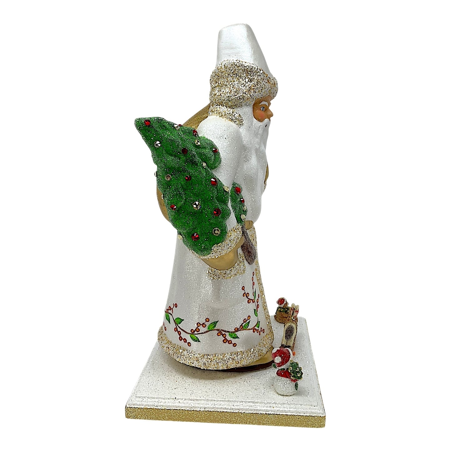 Pinnacle Peak Trading Ino Schaller Santa with Berry Decor on Base Paper Mache 14 inch