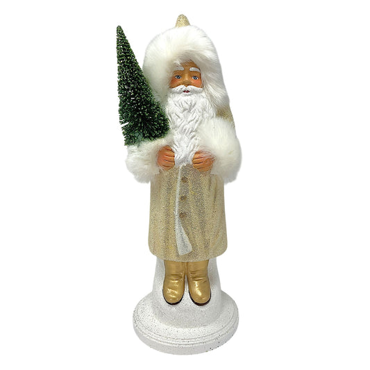 Pinnacle Peak Trading Ino Schaller Large Cream Beaded Santa German Paper Mache 17 inch