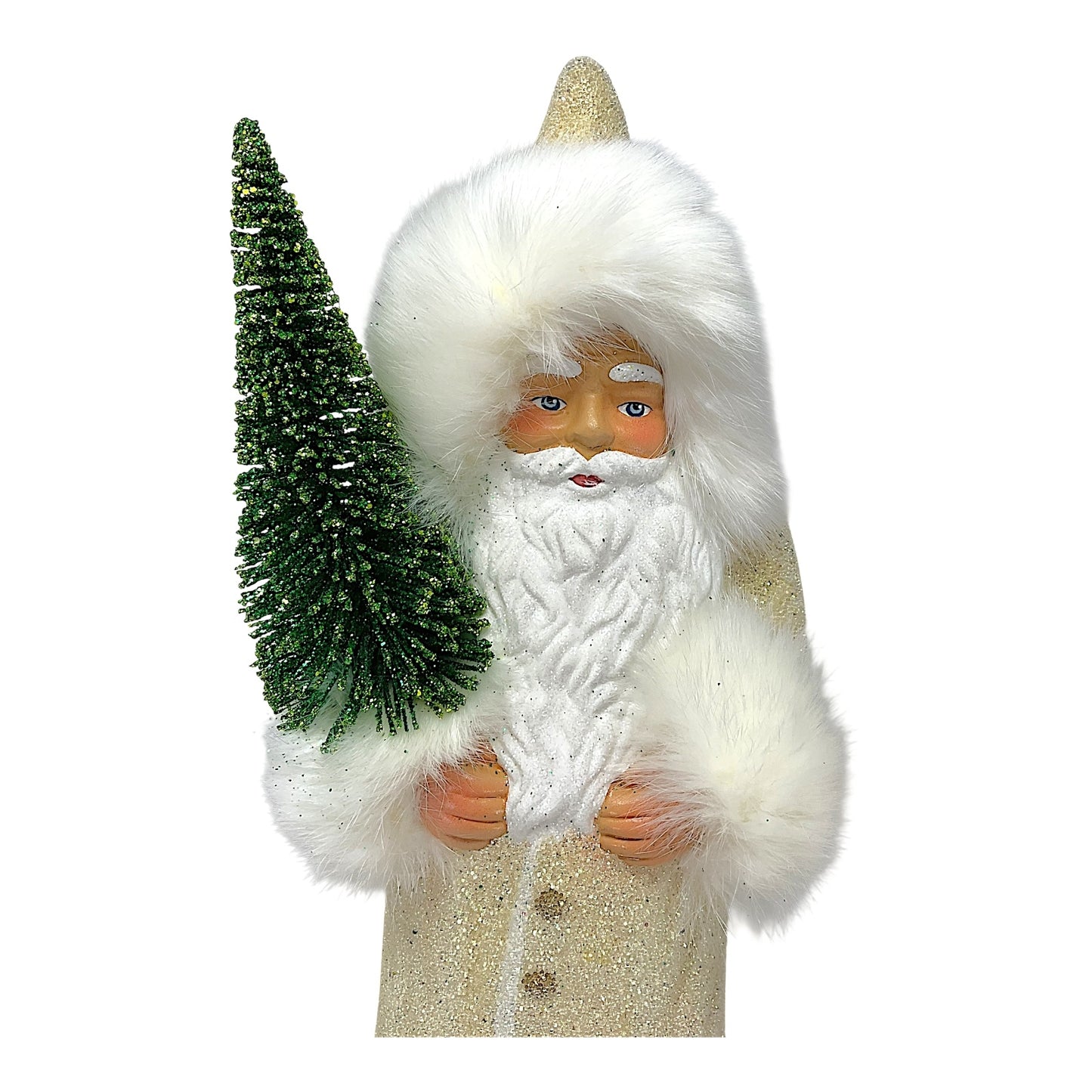 Pinnacle Peak Trading Ino Schaller Large Cream Beaded Santa German Paper Mache 17 inch