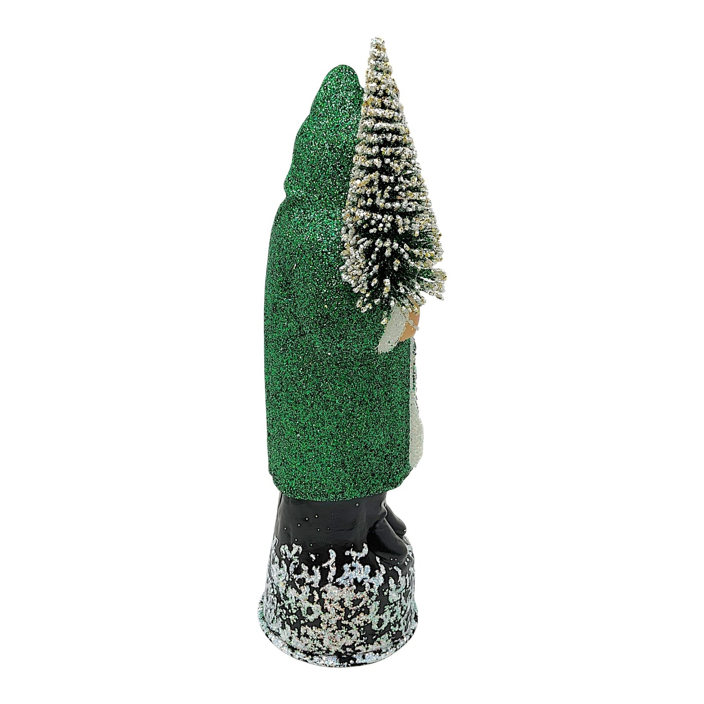 Pinnacle Peak Trading Ino Schaller Green Glitter Santa German Paper Mache