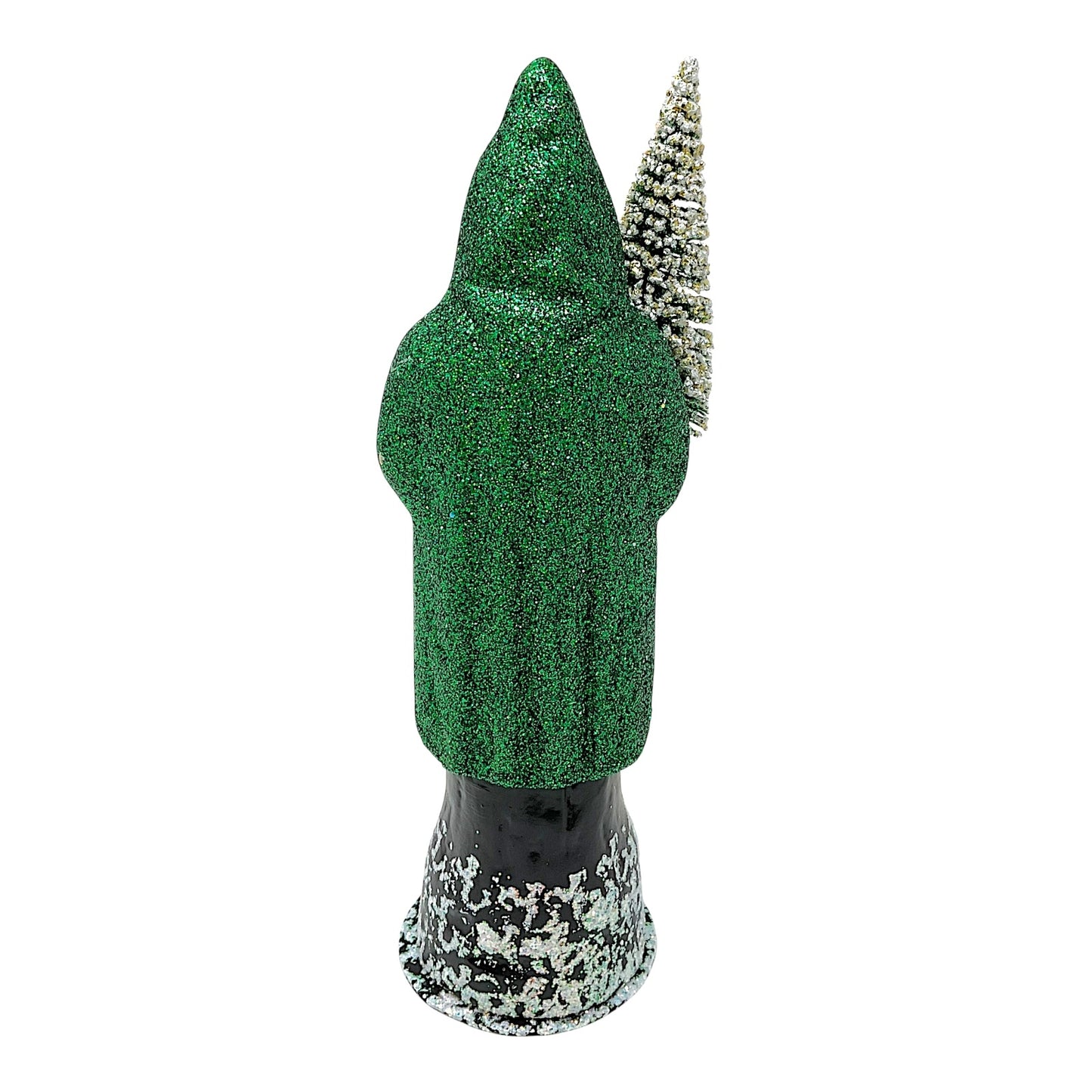 Pinnacle Peak Trading Ino Schaller Green Glitter Santa German Paper Mache