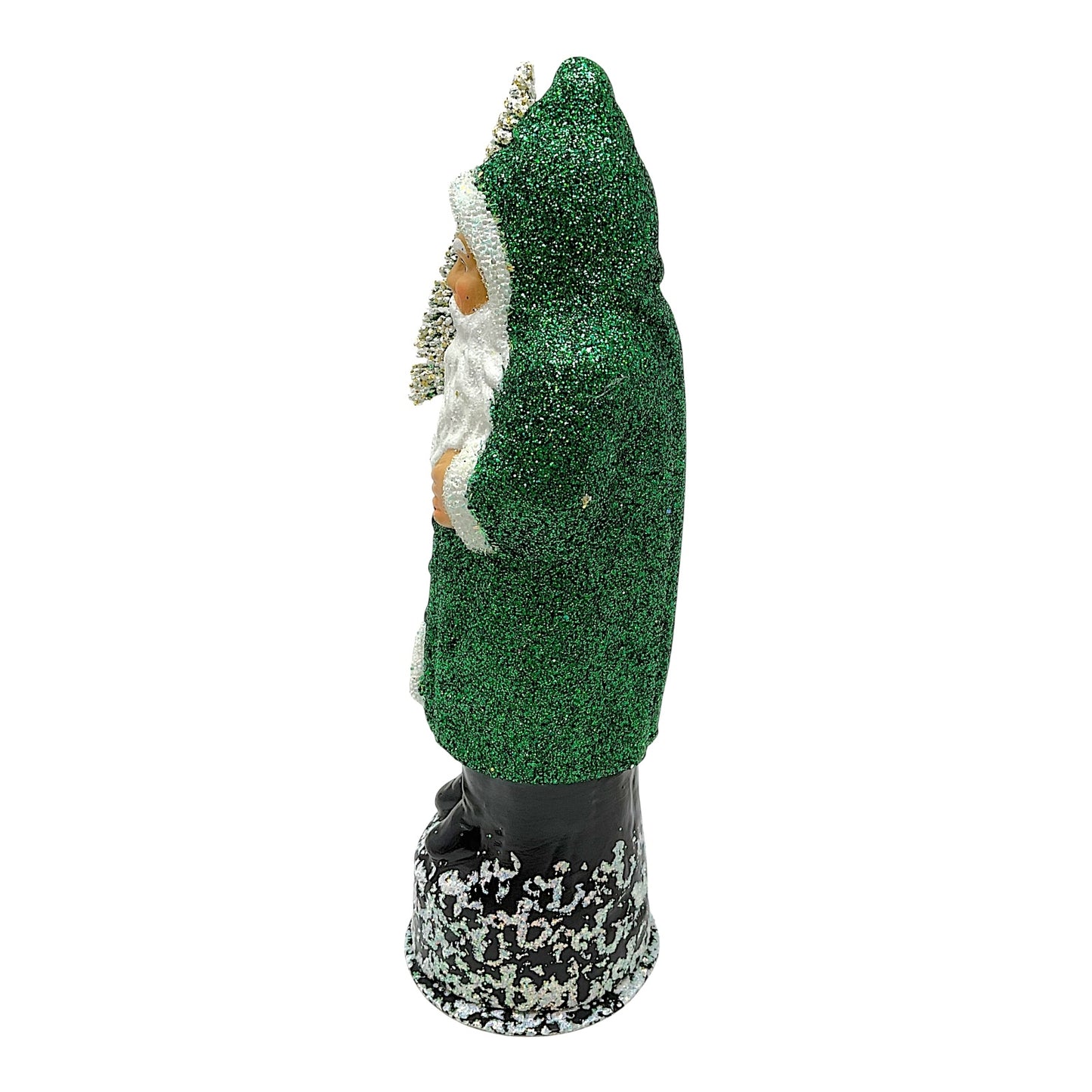 Pinnacle Peak Trading Ino Schaller Green Glitter Santa German Paper Mache