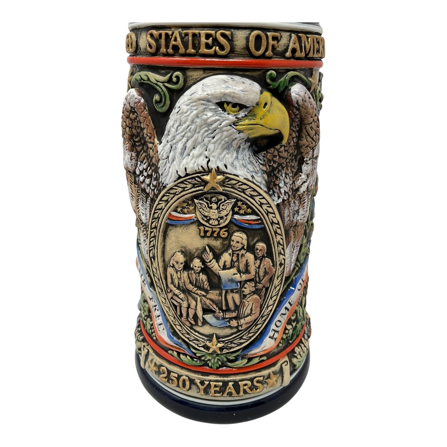 Pinnacle Peak Trading United States 250th Anniversary LE German Beer Stein with Pewter Eagle Lid 1.2 liter by King Werks