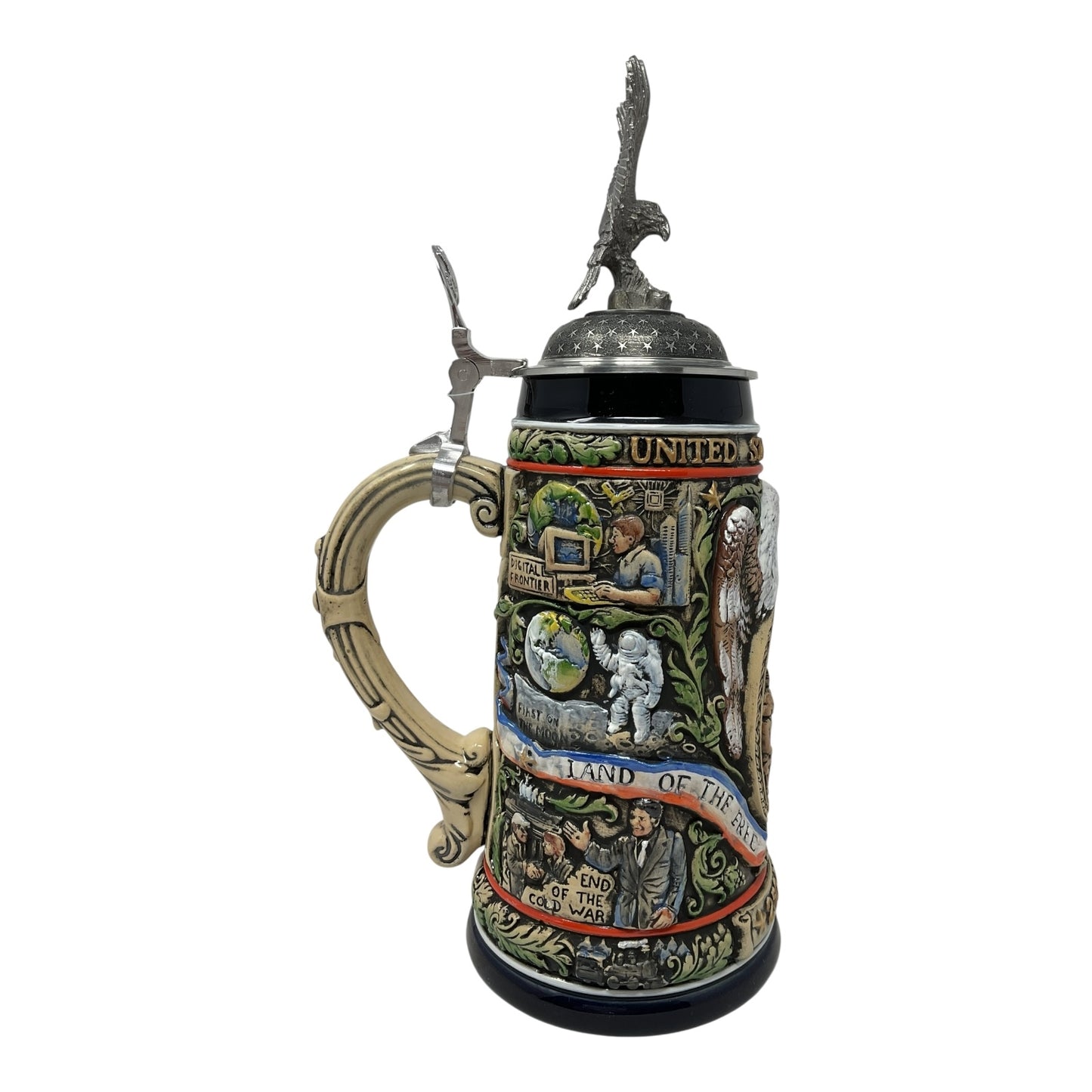 Pinnacle Peak Trading United States 250th Anniversary LE German Beer Stein with Pewter Eagle Lid 1.2 liter by King Werks