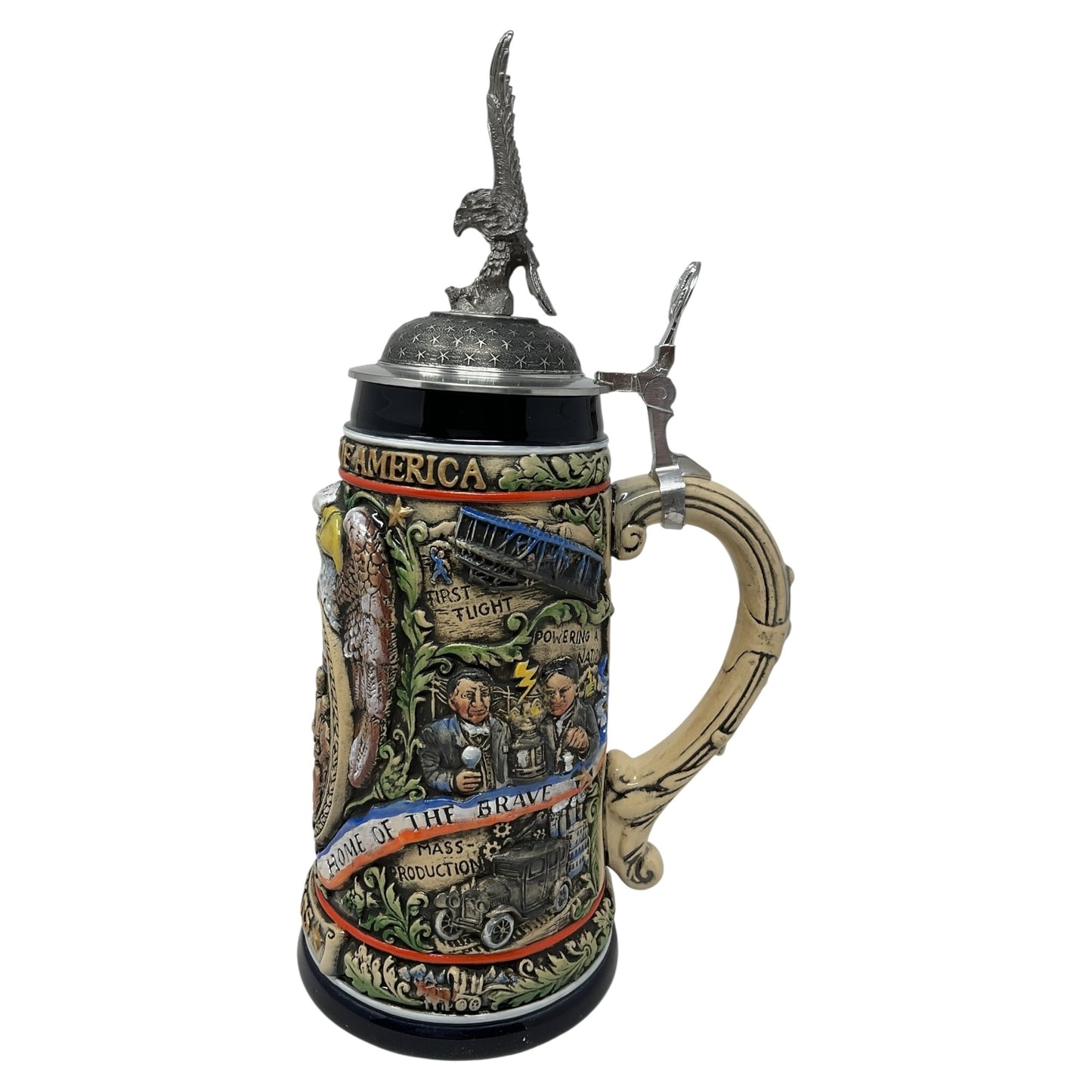 Pinnacle Peak Trading United States 250th Anniversary LE German Beer Stein with Pewter Eagle Lid 1.2 liter by King Werks